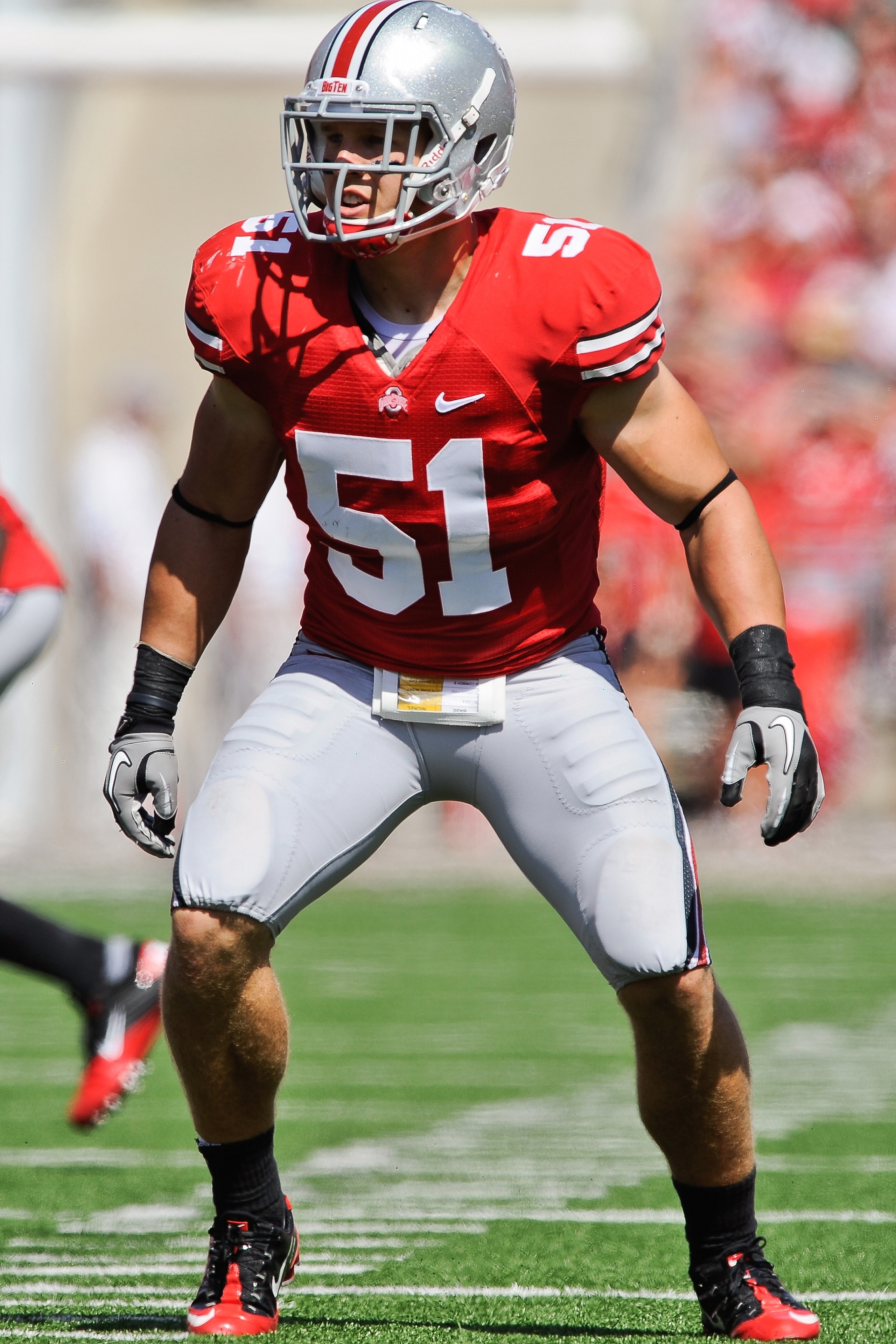 COLUMBUS, OH - SEPTEMBER 18:  Ross Homan #51 of the Ohio State Buckeyes in action against the Ohio Bobcats at Ohio Stadium on September 18, 2010 in Columbus, Ohio.  (Photo by Jamie Sabau/Getty Images)