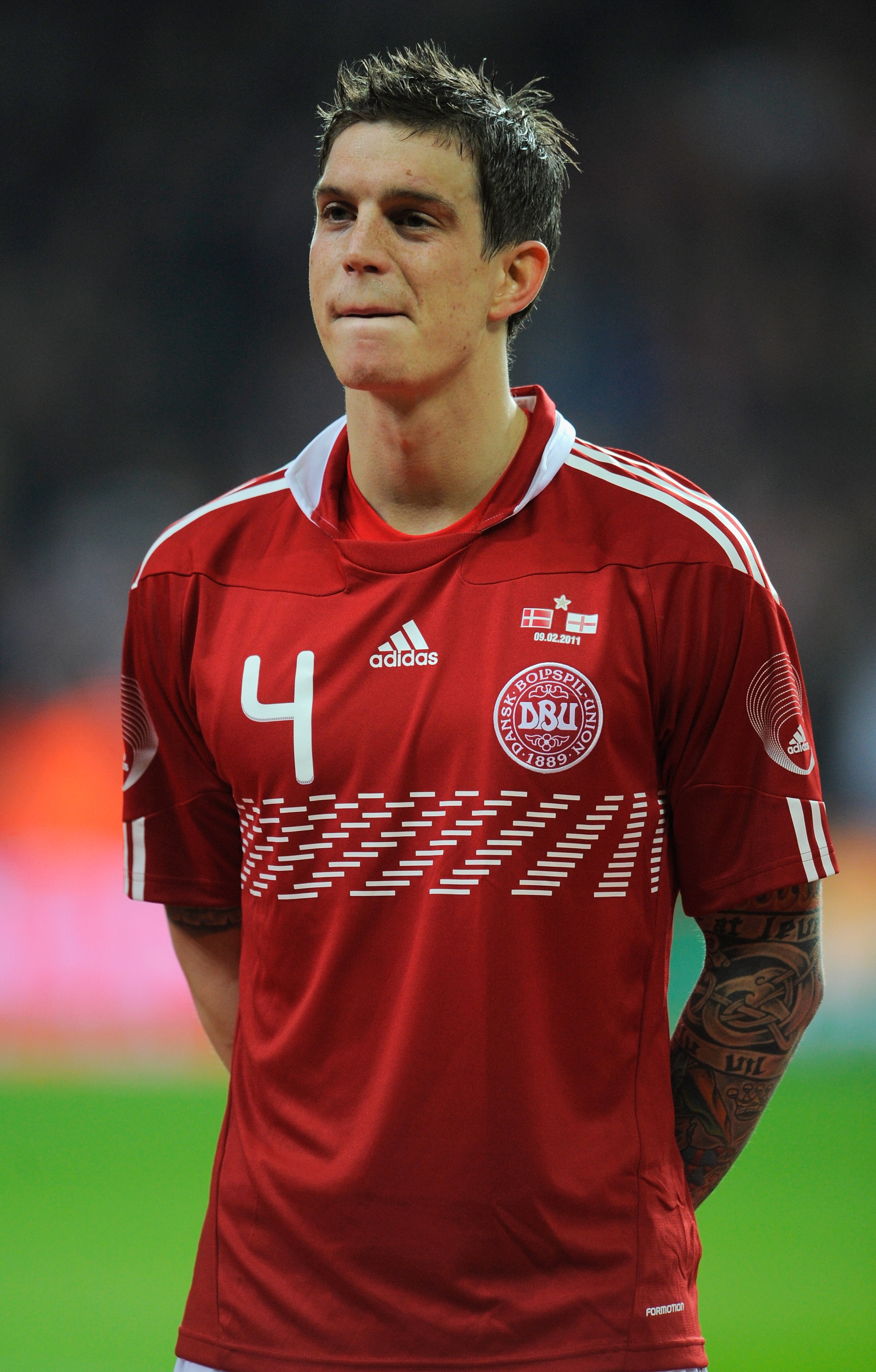 COPENHAGEN, DENMARK - FEBRUARY 09:  Daniel Agger of Denmark looks on before the international friendly match between Denmark and England at Parken Stadium on February 9, 2011 in Copenhagen, .  (Photo by Michael Regan/Getty Images)