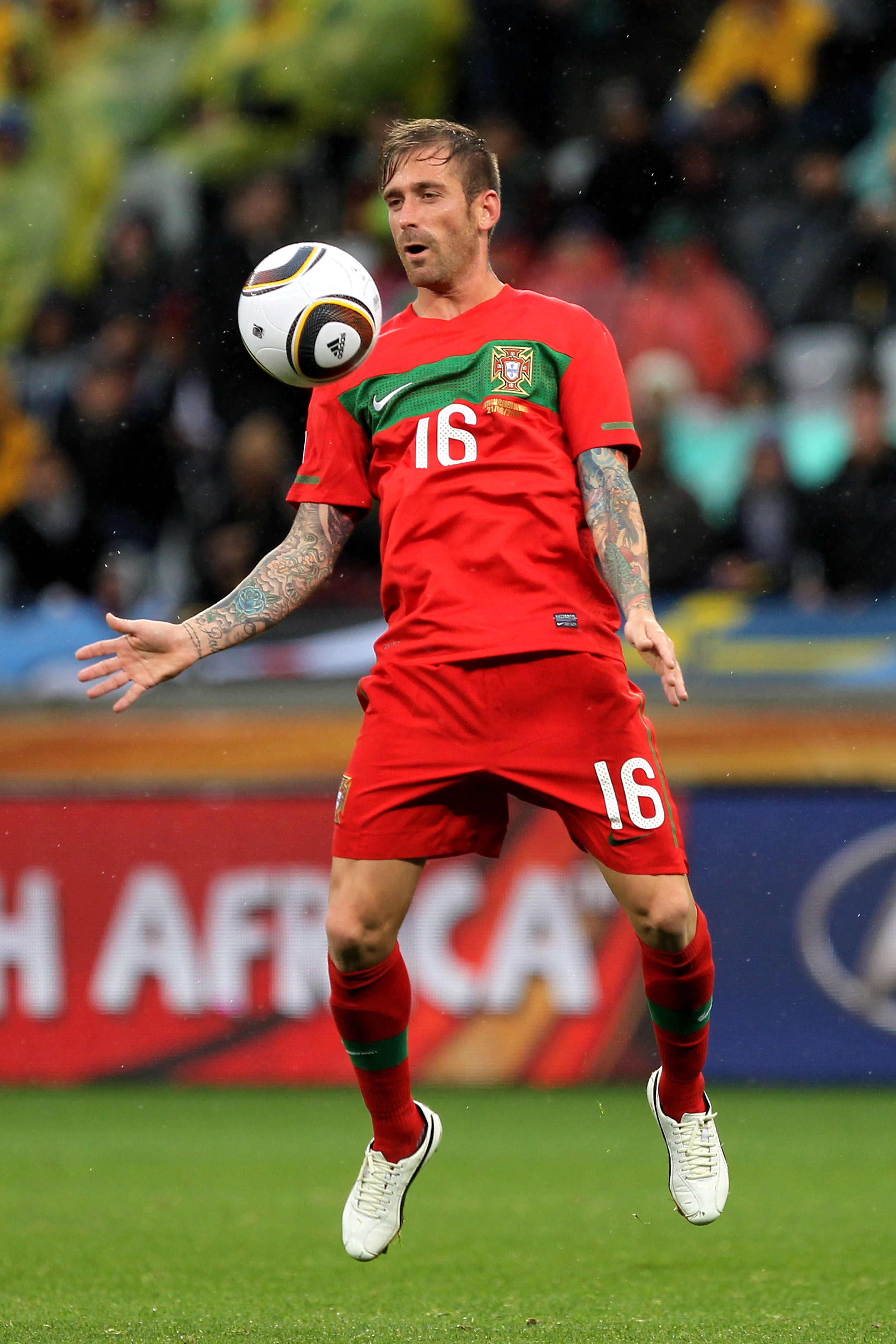 CAPE TOWN, SOUTH AFRICA - JUNE 21:  Raul Meireles of Portugal controls the ball during the 2010 FIFA World Cup South Africa Group G match between Portugal and North Korea at the Green Point Stadium on June 21, 2010 in Cape Town, South Africa.  (Photo by D