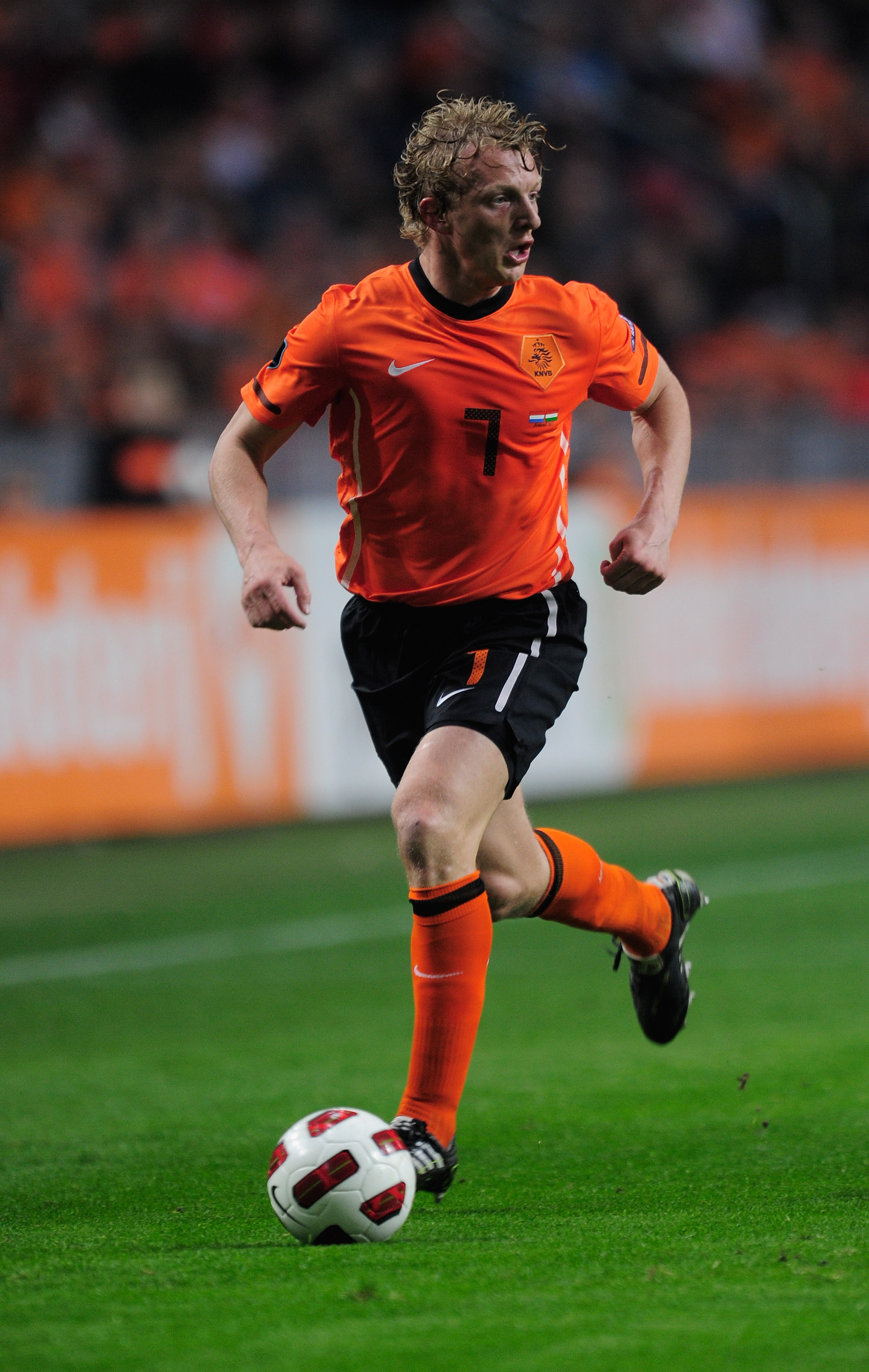 AMSTERDAM, NETHERLANDS - MARCH 29:  Dirk Kuyt of the Netherlands in action during the Group E, EURO 2012 Qualifier between Netherlands and Hungary at the Amsterdam Arena on March 29, 2011 in Amsterdam, Netherlands.  (Photo by Jamie McDonald/Getty Images)