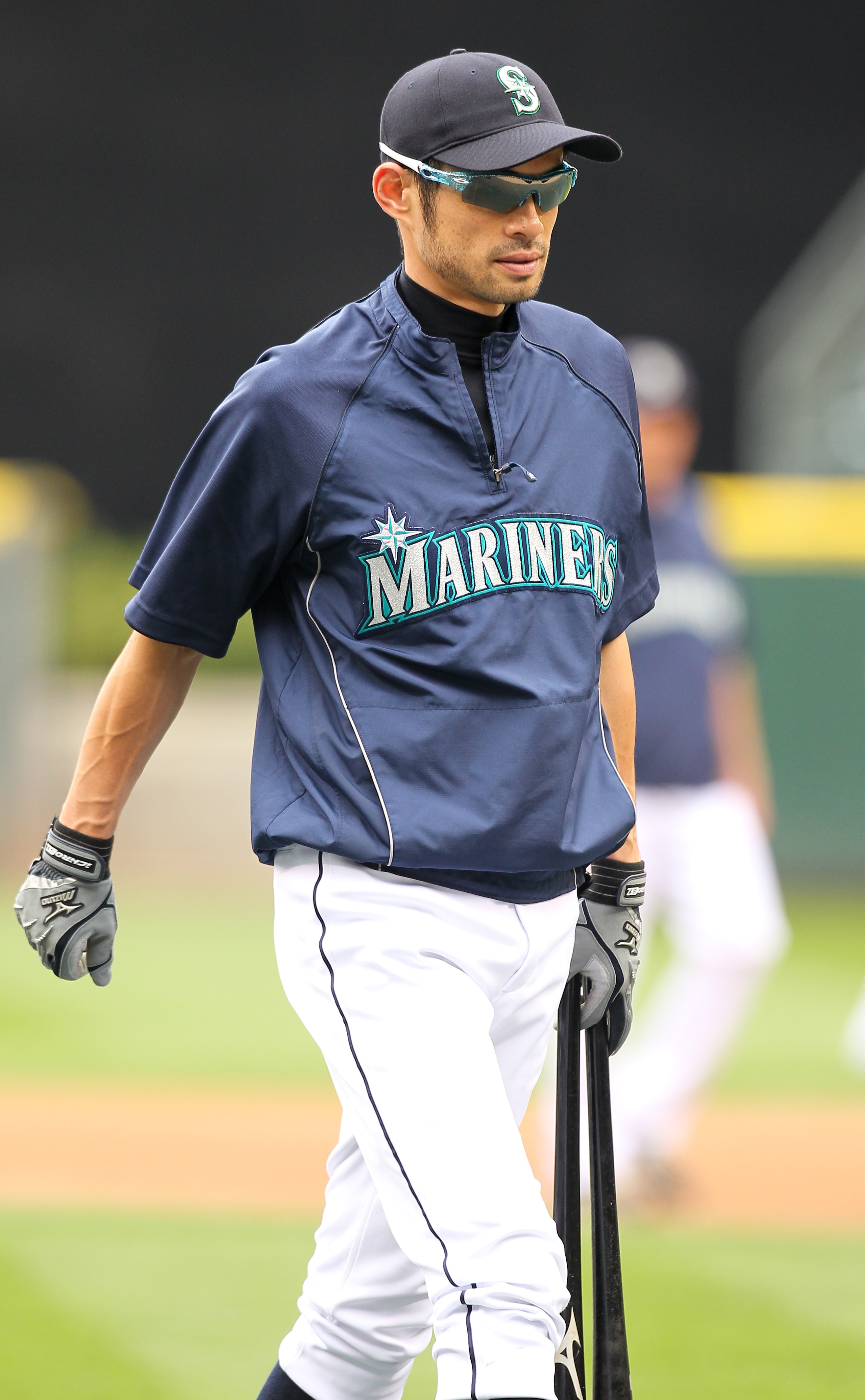 SEATTLE - SEPTEMBER 15:  Ichiro Suzuki #51 of the Seattle Mariners smiles during batting practice prior to the game against the Boston Red Sox at Safeco Field on September 15, 2010 in Seattle, Washington. (Photo by Otto Greule Jr/Getty Images)
