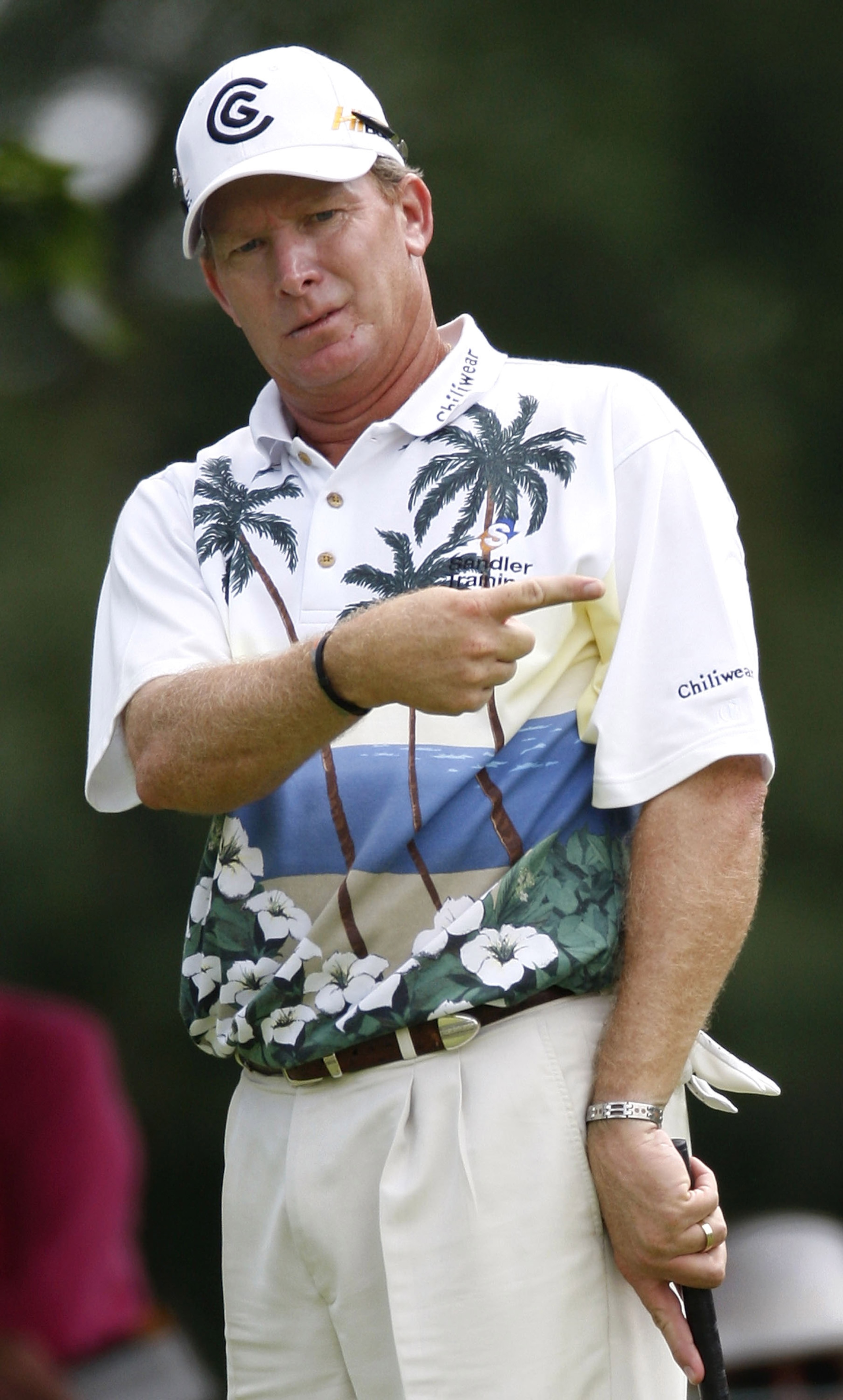 GRAND BLANC, MI - JUNE 27:  Woody Austin reacts to his putt on the 2nd hole during the second round of the Buick Open at Warwick Hills Golf and Country Club on June 27, 2008 in Grand Blanc, Michigan.  (Photo by Gregory Shamus/Getty Images)