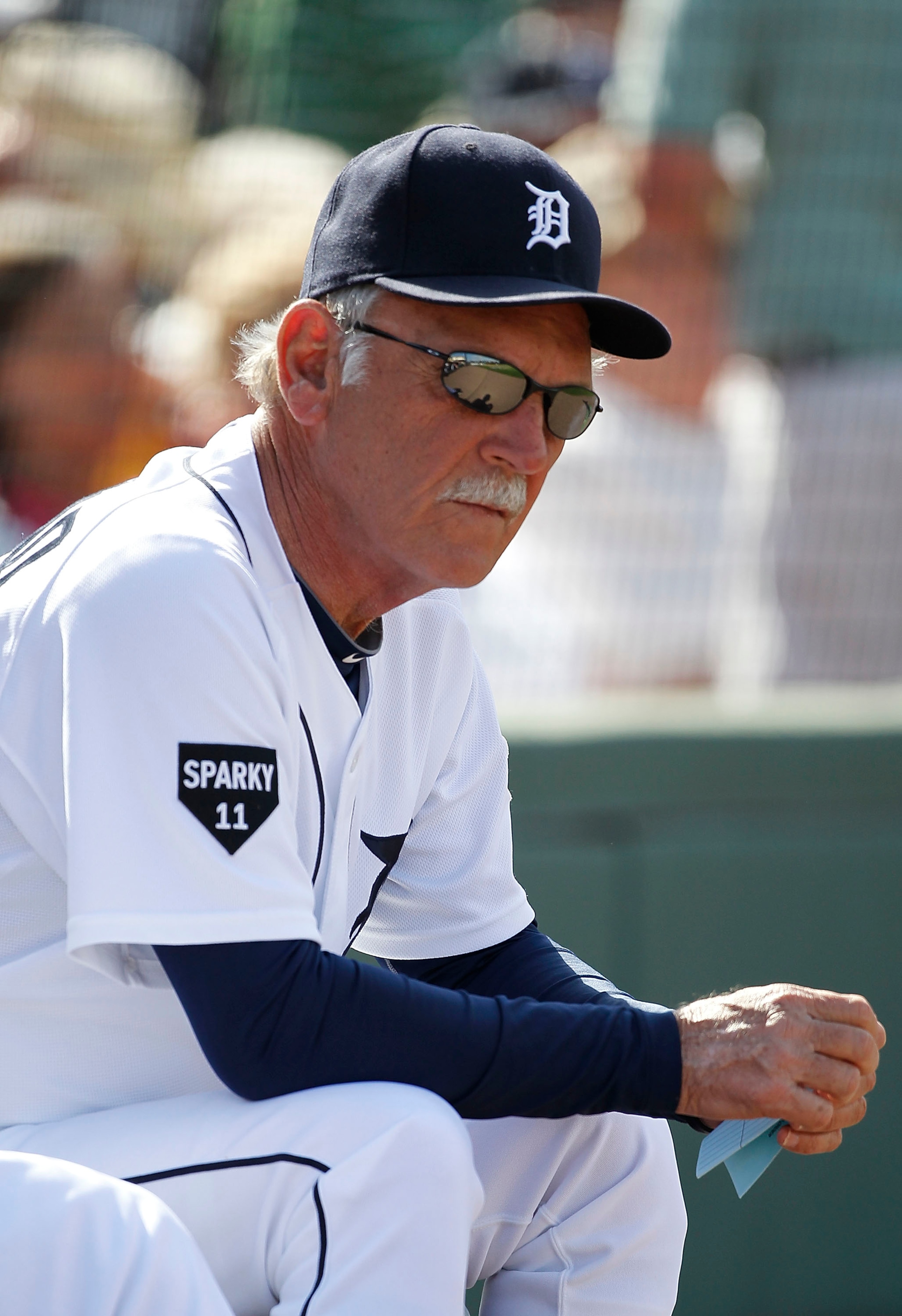 LAKELAND, FL - MARCH 02: Detroit Tigers manager Jim Leyland #10 watches the action during the game against the Houston Astros at Joker Marchant Stadium on March 2, 2011 in Lakeland, Florida. The Astros defeated the Tigers 6-3.  (Photo by Leon Halip/Getty