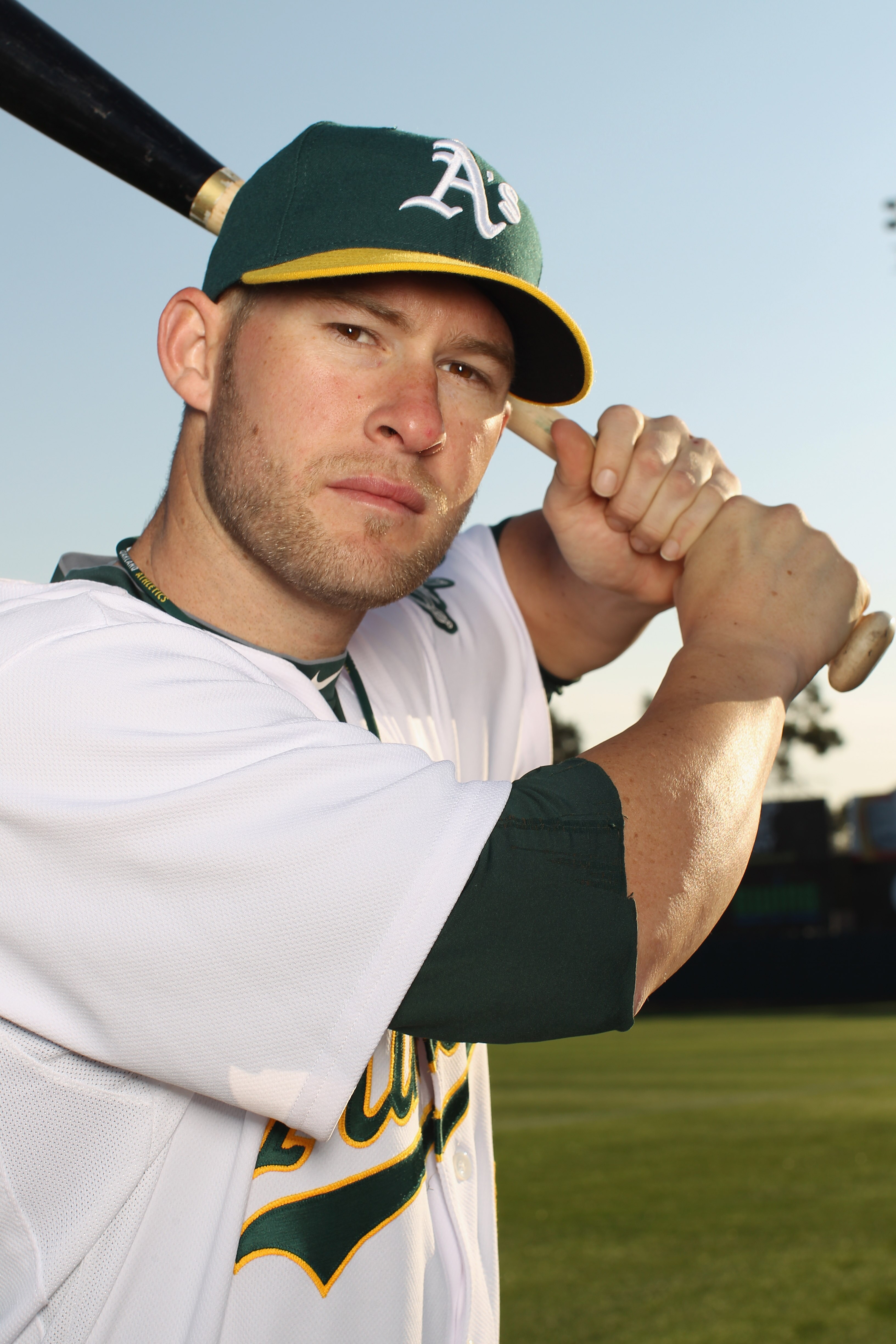 PHOENIX, AZ - FEBRUARY 24:  Daric Barton #10 of the Oakland Athletics poses for a portrait during media photo day at Phoenix Municipal Stadium on February 24, 2011 in Phoenix, Arizona.  (Photo by Ezra Shaw/Getty Images)