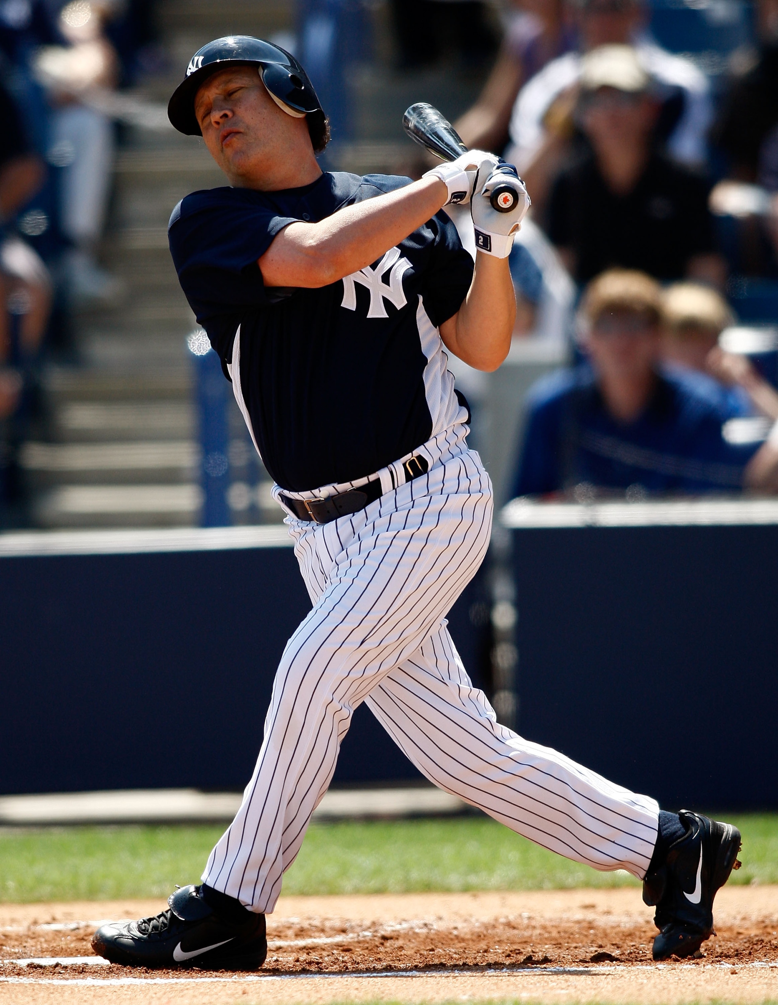 TAMPA, FL - MARCH 13:  Billy Crystal #60 of the New York Yankees fouls off a pitch against the Pittsburgh Pirates during the Grapefruit League Spring Training game on March 13, 2008 at Legends Field in Tampa, Florida.  (Photo by J. Meric/Getty Images)