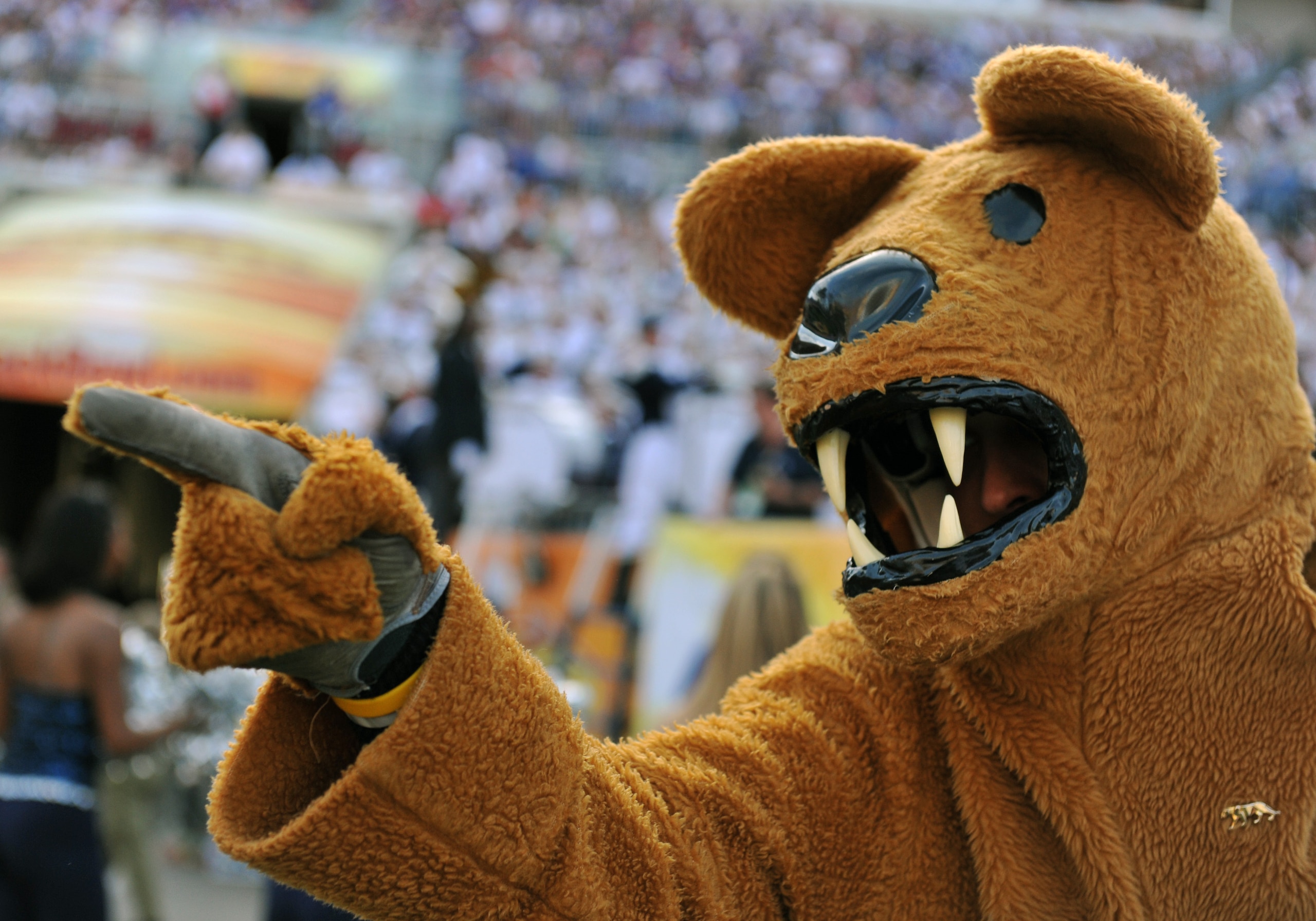 TAMPA, FL - JANUARY 1: The mascot of the Penn State Nittany Lions points to the field during play against the Florida Gators January 1, 2010 in the 25th Outback Bowl at Raymond James Stadium in Tampa, Florida. (Photo by Al Messerschmidt/Getty Images) TAMPA, FL - JANUARY 1: The mascot of the Penn State Nittany Lions points to the field during play against the Florida Gators January 1, 2010 in the 25th Outback Bowl at Raymond James Stadium in Tampa, Florida. (Photo by Al Messerschmidt/Getty Images)