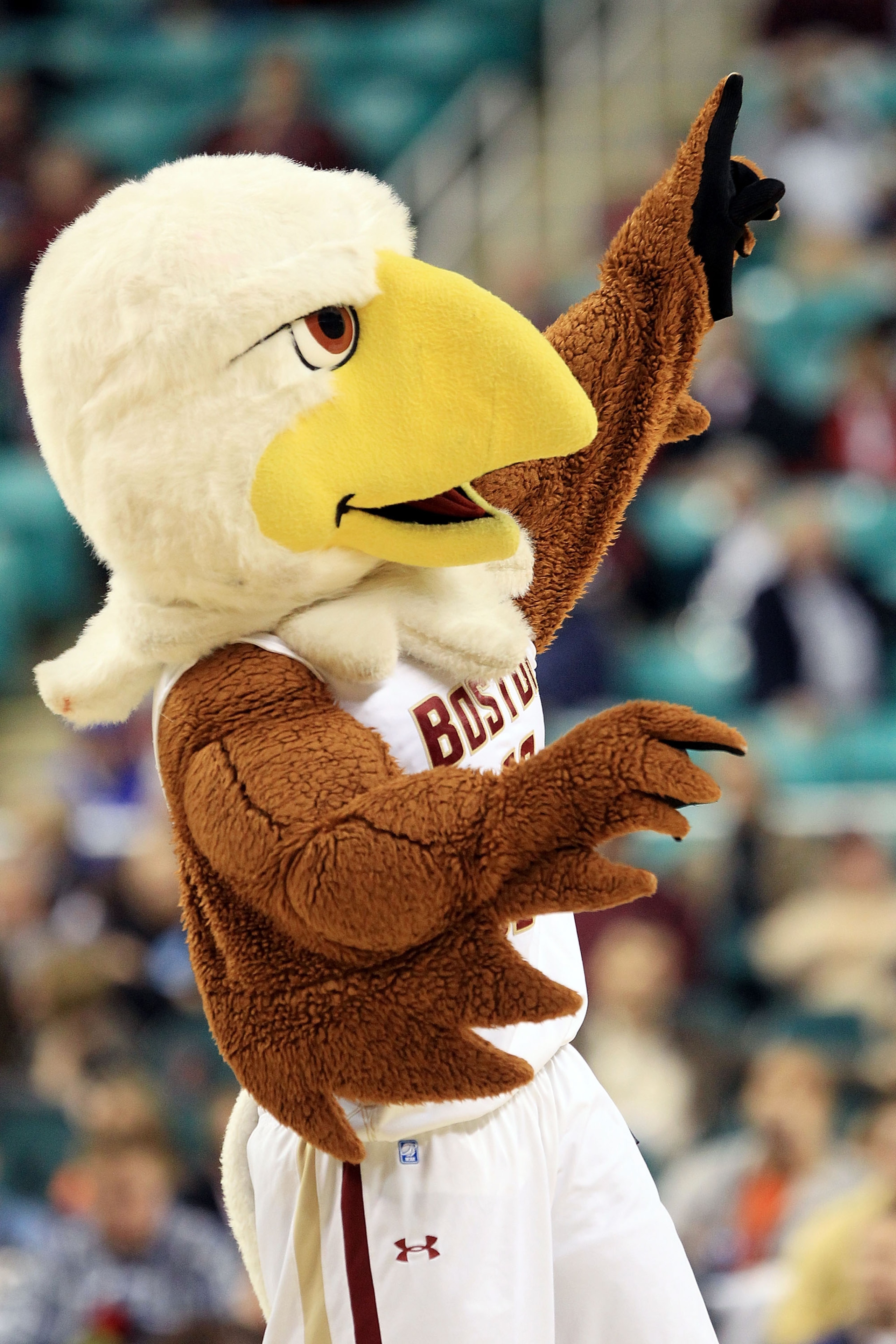GREENSBORO, NC - MARCH 10: Baldwin the Eagle, mascot of the Boston College Eagles, performs during the game against the Wake Forest Demon Deacons during the second half of the game in the first round of the 2011 ACC men's basketball tournament at the Gre GREENSBORO, NC - MARCH 10: Baldwin the Eagle, mascot of the Boston College Eagles, performs during the game against the Wake Forest Demon Deacons during the second half of the game in the first round of the 2011 ACC men's basketball tournament at the Gre