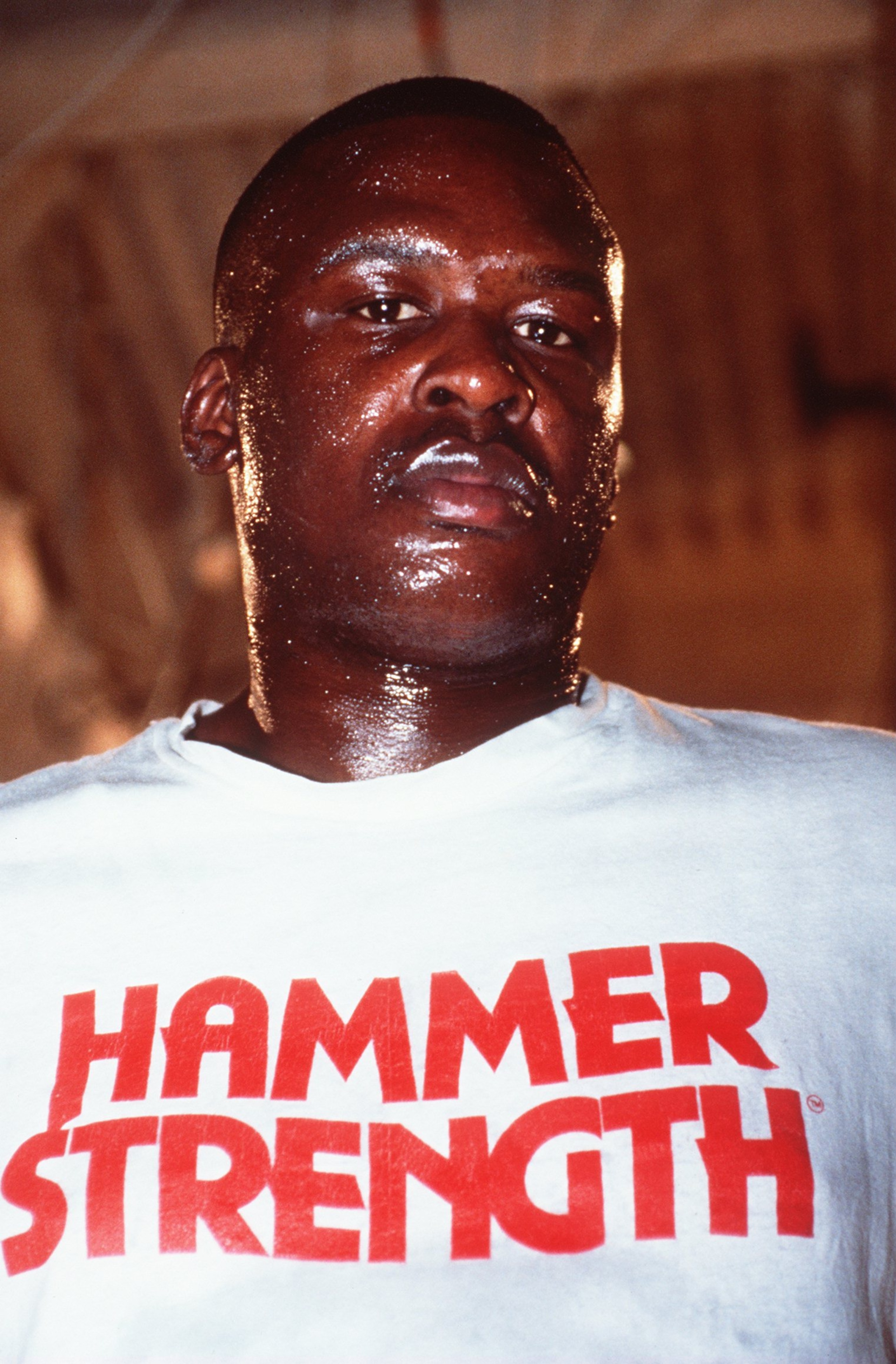26 SEP 1990:  JAMES BUSTER DOUGLAS AT THE MIRAGE HOTEL IN LAS VEGAS, NEVADA DURING A TRAINING SESSION FOR HIS FIGHT WITH EVANDER HOLYFIELD. Mandatory Credit: Tony Duffy/ALLSPORT