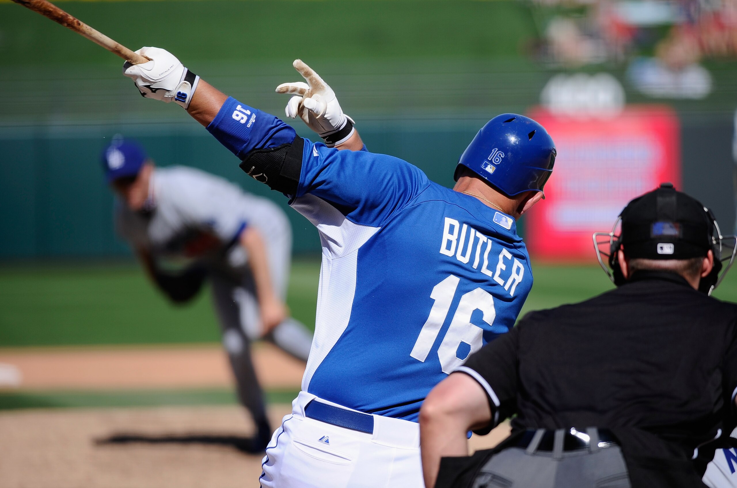 SURPRISE, AZ - MARCH 12:  Billy Butler #16 of the Kansas City Royals plays in the spring training baseball game against the Los Angeles Dodgers at Surprise Stadium on March 12, 2011 in Surprise, Arizona.  (Photo by Kevork Djansezian/Getty Images)