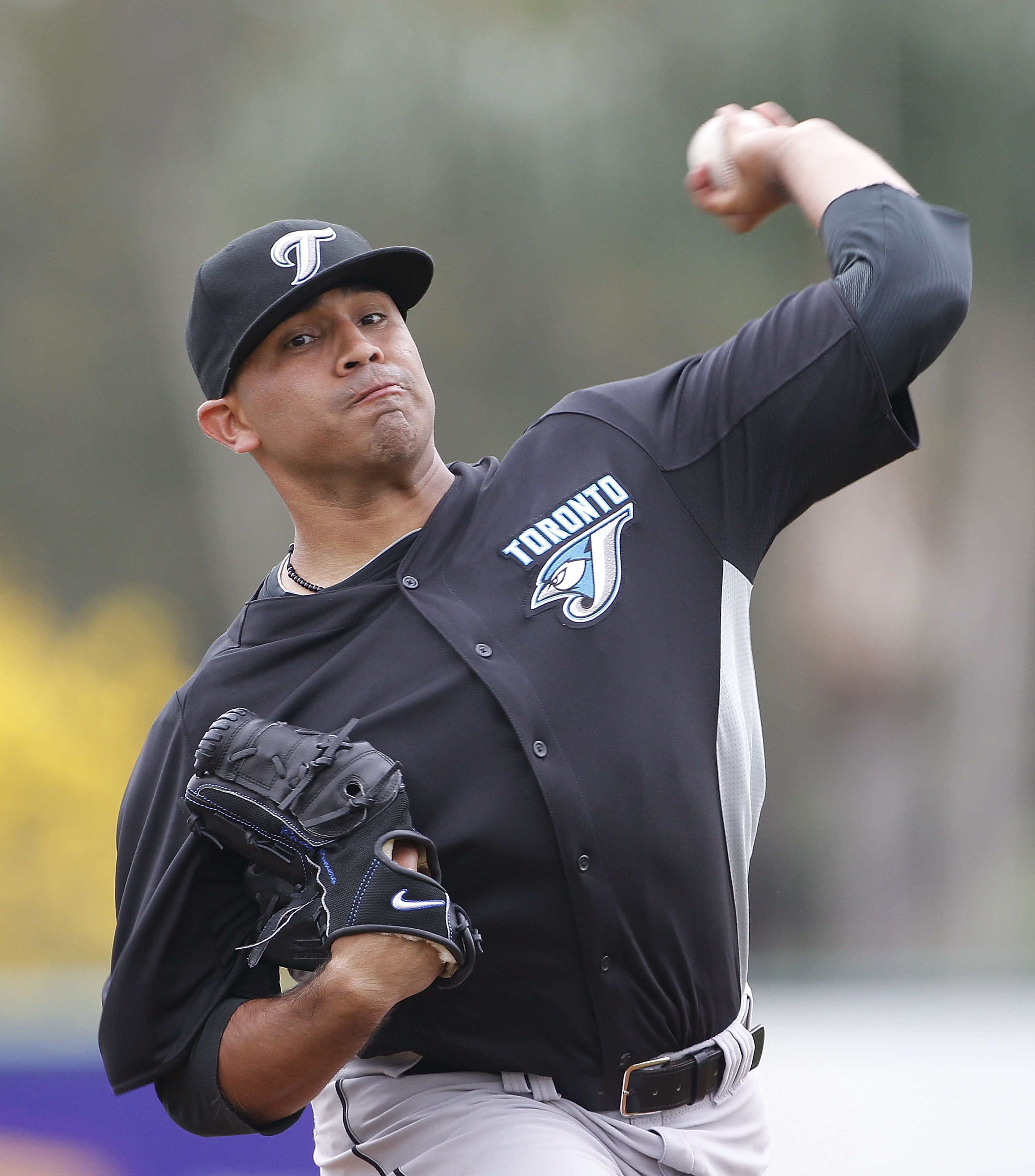 LAKELAND, FL - MARCH 01: Ricky Romero #24 of the Toronto Blue Jays pitches during the game against the Detroit Tigers at Joker Marchant Stadium on March 1, 2011 in Lakeland, Florida. The Tigers defeated the Blue Jays 6-2.(Photo by Leon Halip/Getty Images)