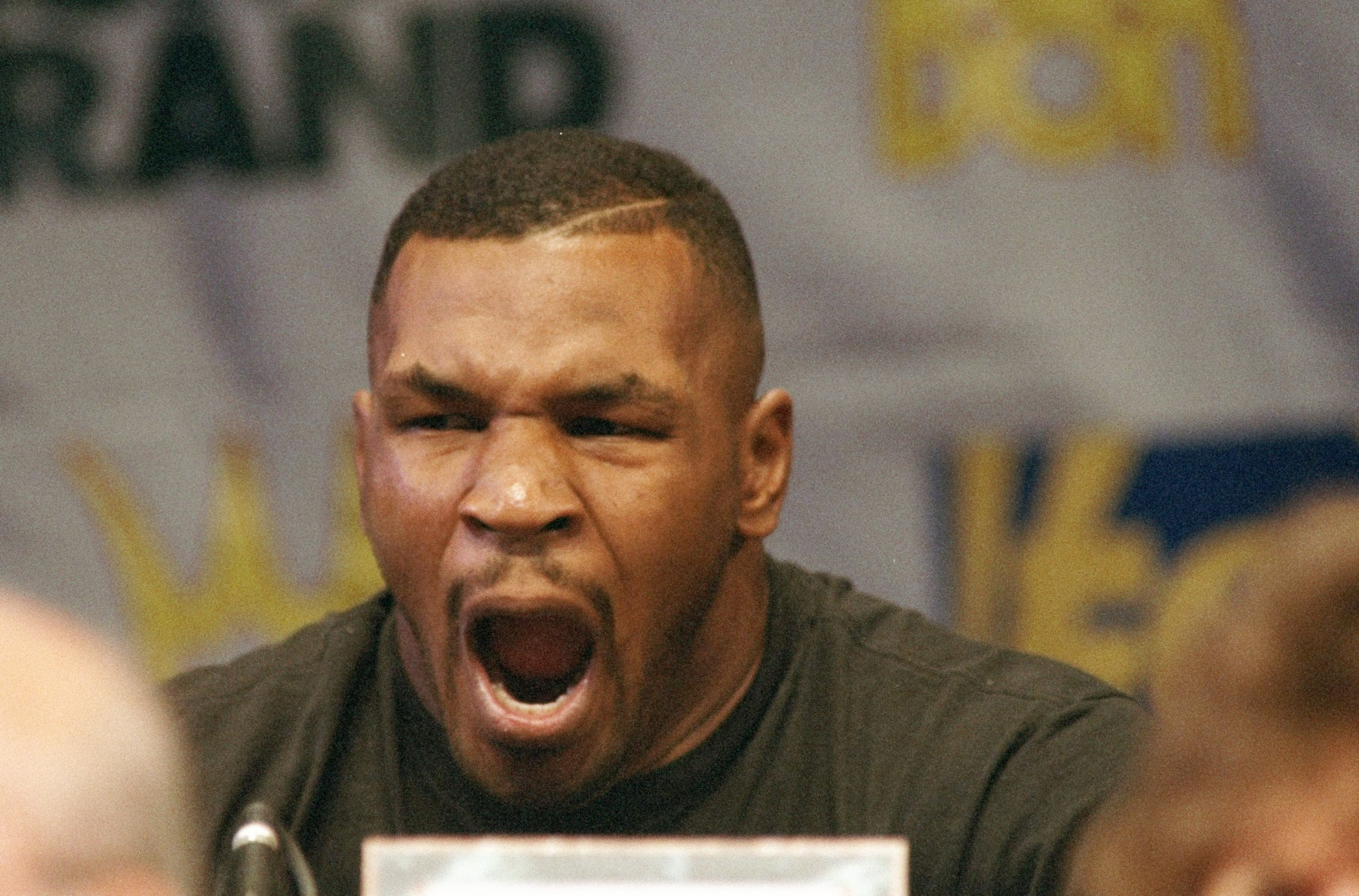 31 Oct 1995: Mike Tyson reacts to cancelling a fight against Buster Mathis at the MGM Grand in Las Vegas, Nevada. Mandatory Credit: Holly Stein  /Allsport