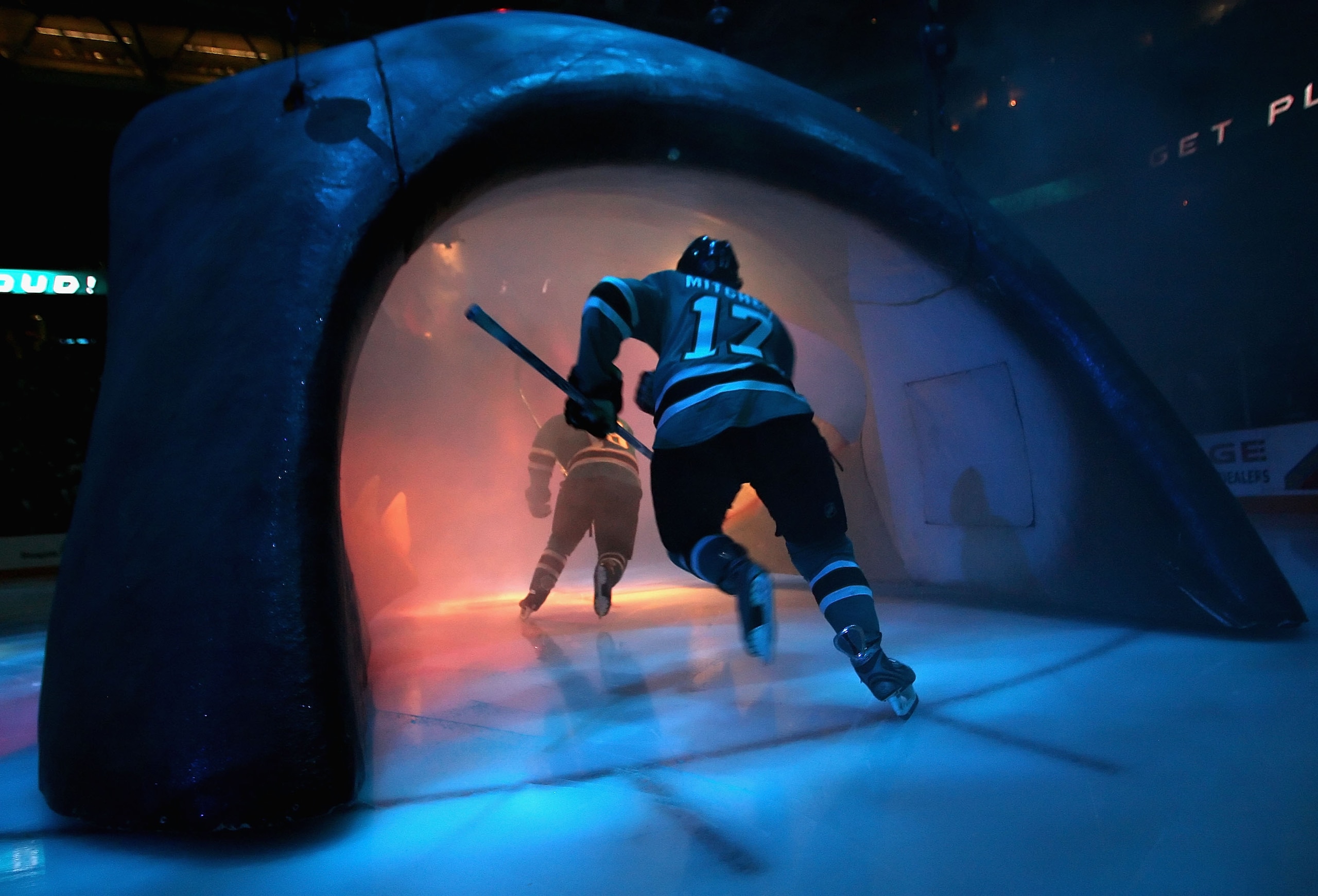SAN JOSE, CA - APRIL 10:  Torrey Mitchell #17 of the San Jose Sharks skates out onto the ice before game Two of the 2008 NHL conference quarter-final series against the Calgary Flames at HP Pavilion on April 10, 2008 in San Jose, California. The Sharks de