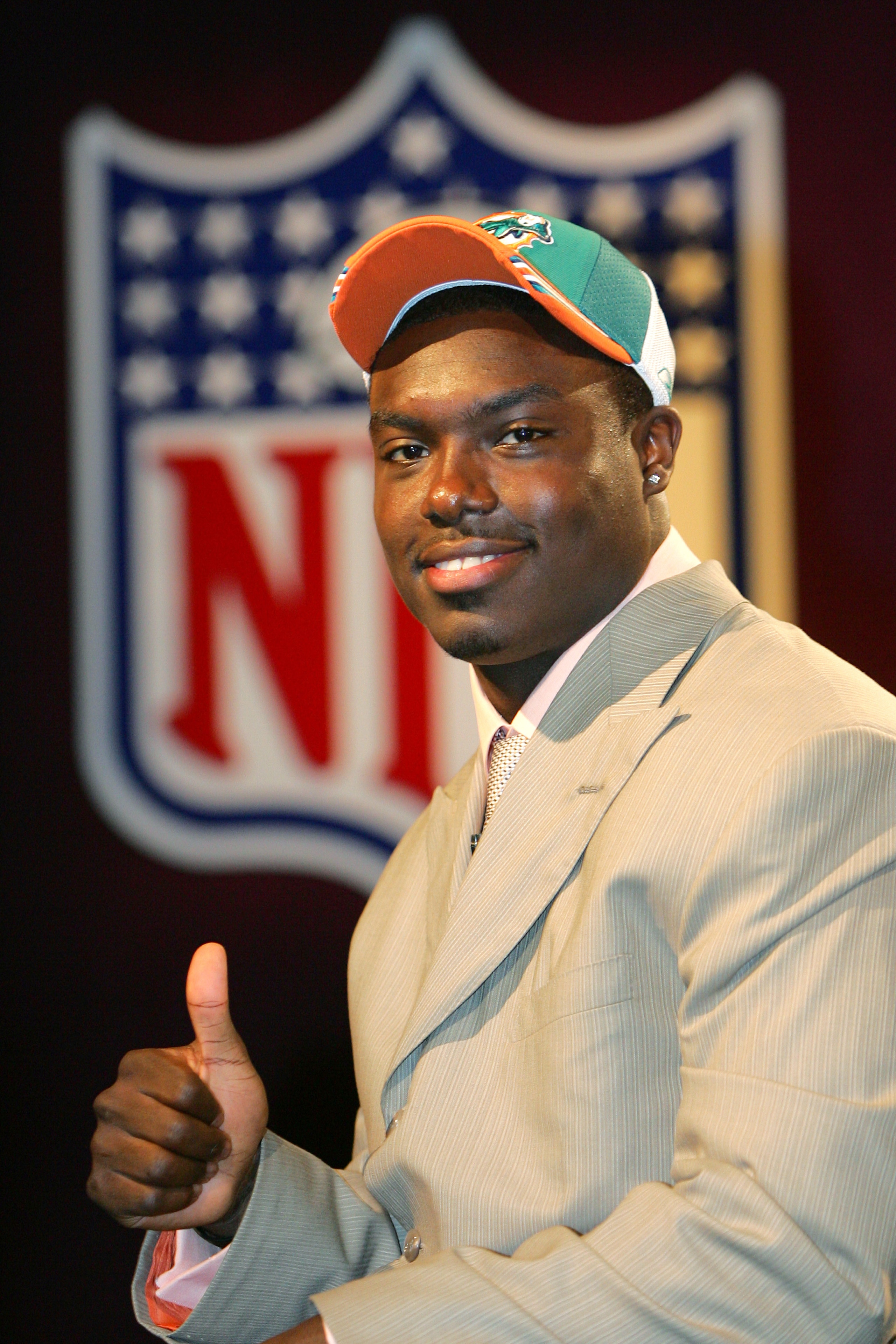 NEW YORK - APRIL 23:  Running back Ronnie Brown (Auburn), drafted second overall by the Miami Dolphins, poses during the 70th NFL Draft on April 23, 2005 at the Jacob K. Javits Convention Center in New York City.  (Photo by Chris Trotman/Getty Images)