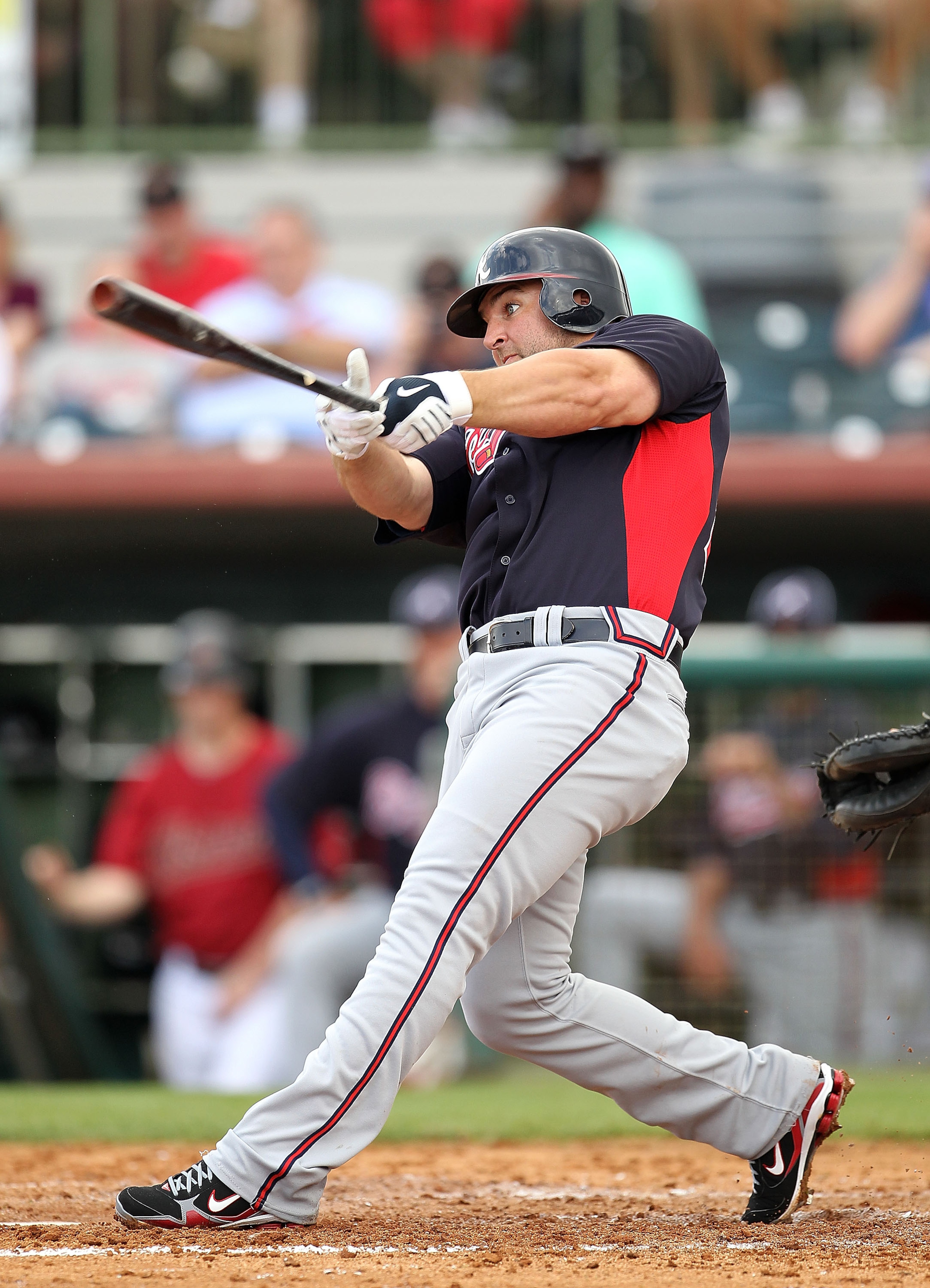 KISSIMMEE, FL - MARCH 01: Dan Uggla #26 of the Atlanta Braves bats during a Spring Training game against the Houston Astros at Osceola County Stadium on March 1, 2011 in Kissimmee, Florida. (Photo by Mike Ehrmann/Getty Images) KISSIMMEE, FL - MARCH 01: Dan Uggla #26 of the Atlanta Braves bats during a Spring Training game against the Houston Astros at Osceola County Stadium on March 1, 2011 in Kissimmee, Florida. (Photo by Mike Ehrmann/Getty Images)