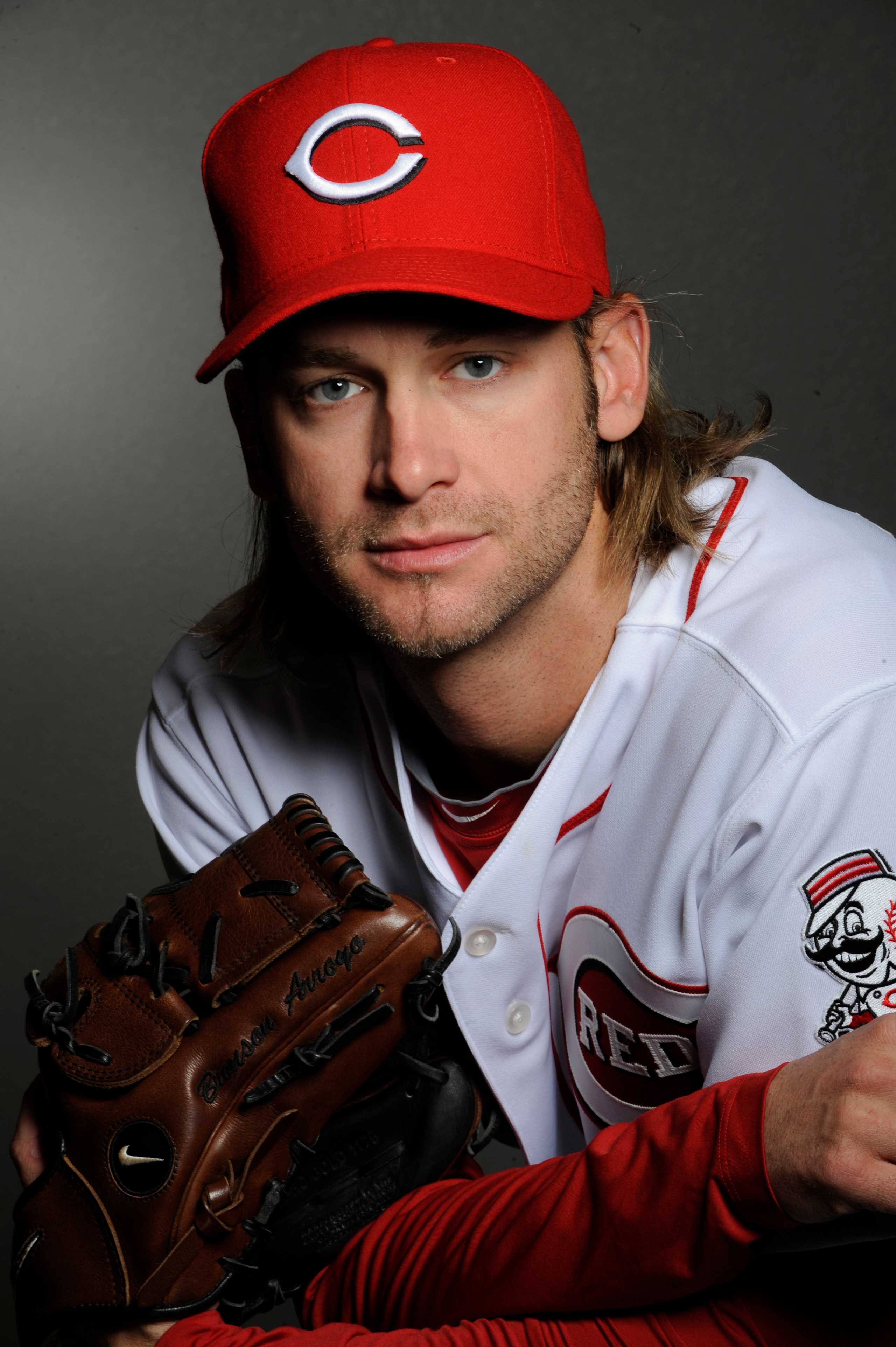 GOODYEAR, AZ - FEBRUARY 20: Bronson Arroyo #61 of the Cincinnati Reds poses during their photo day at the Cincinnati Reds Spring Training Complex on February 20, 2011 in Goodyear, Arizona. (Photo by Rob Tringali/Getty Images)