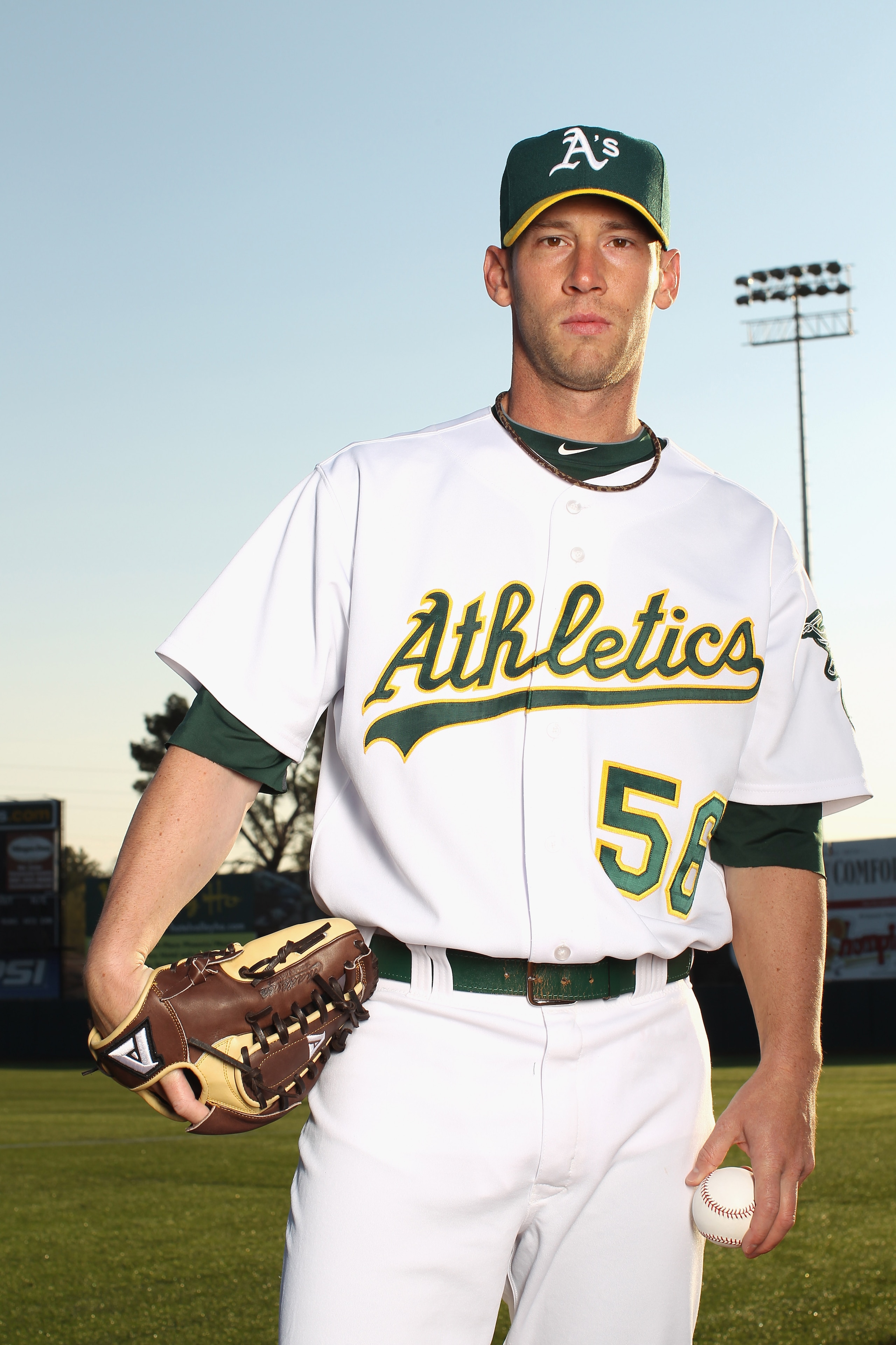 PHOENIX, AZ - FEBRUARY 24:  Craig Breslow #56 of the Oakland Athletics poses for a portrait during media photo day at Phoenix Municipal Stadium on February 24, 2011 in Phoenix, Arizona.  (Photo by Ezra Shaw/Getty Images)