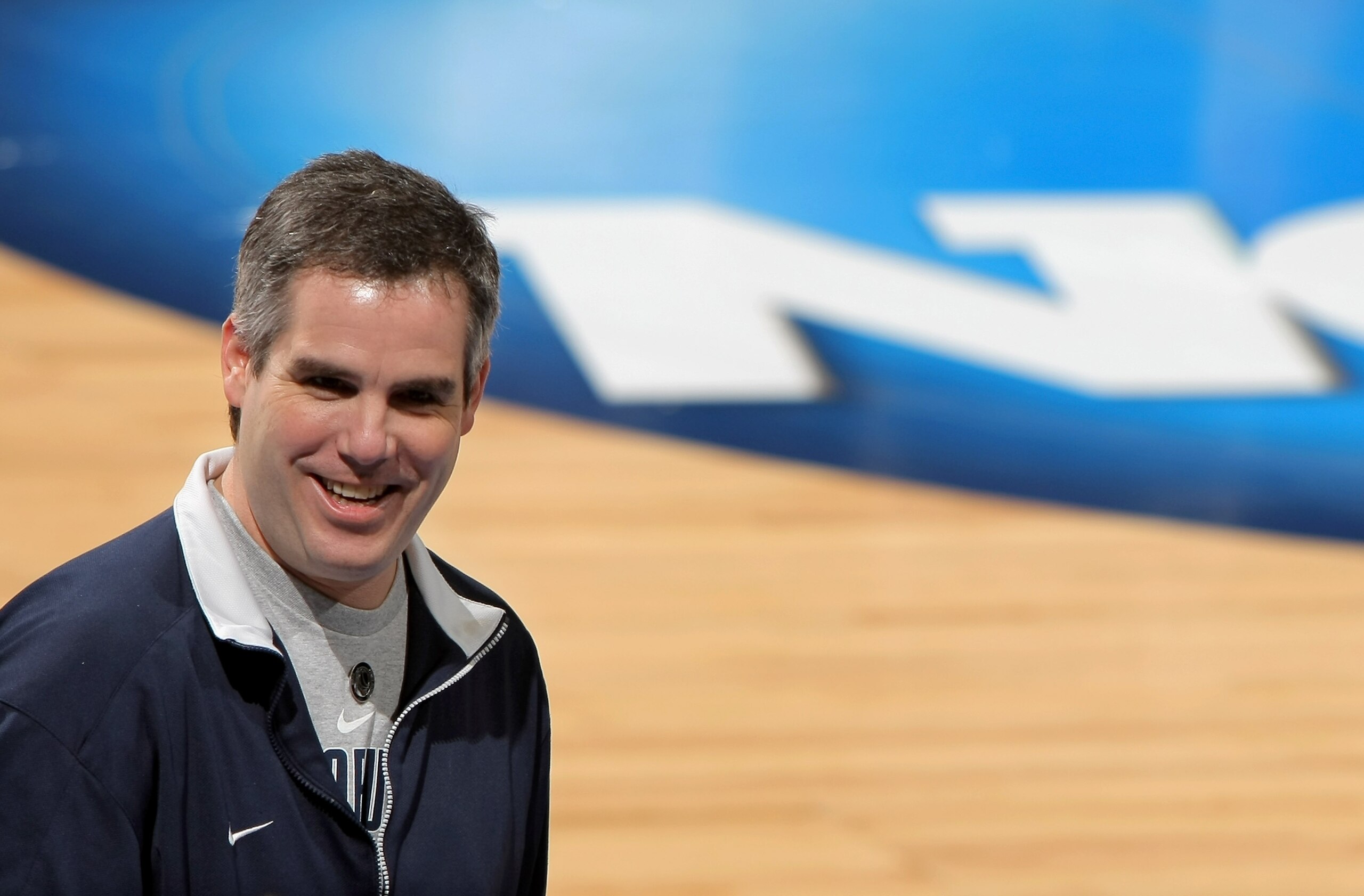 DENVER - MARCH 19:  Head coach Scott Sutton of the Oral Roberts University Golden Eagles conducts practice on the eve of the first round of the Men's NCAA Basketball East Region at the Pepsi Center on March 19, 2008 in Denver, Colorado.  (Photo by Doug Pe