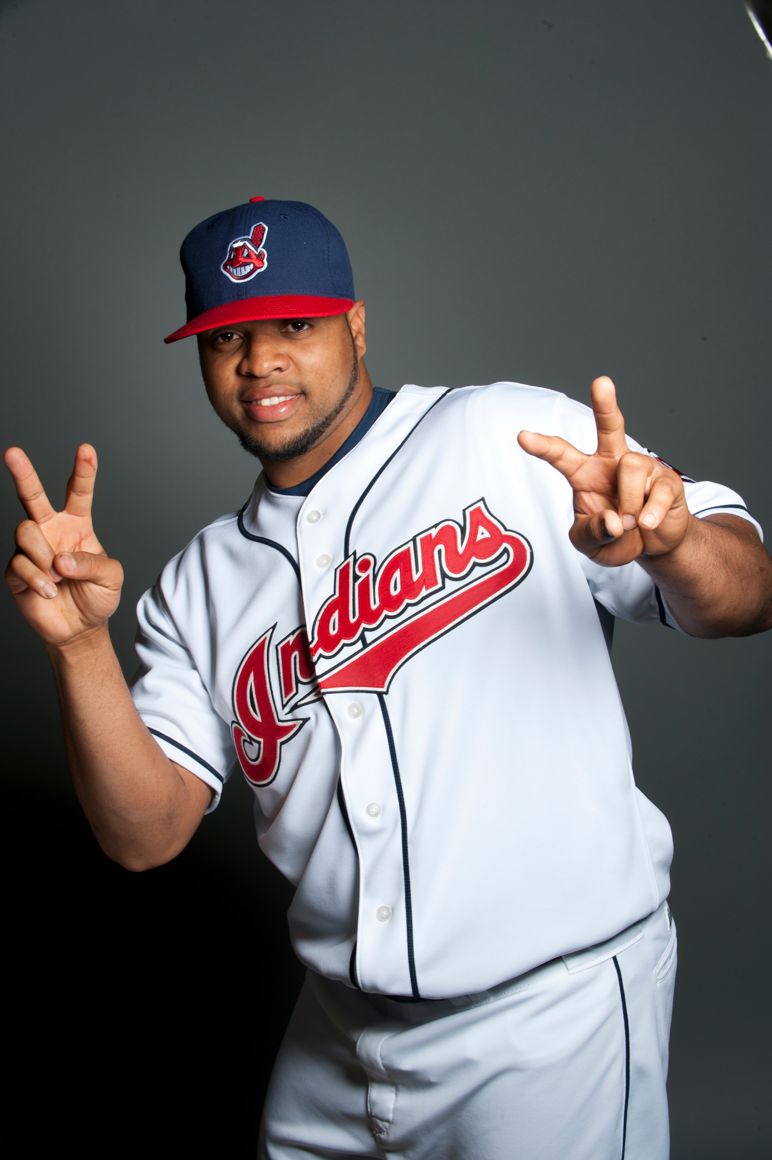 GOODYEAR, AZ - FEBRUARY 22: Carlos Santana #41of the Cleveland Indians poses during their photo day at the Cleveland Indians Spring Training Complex on February 22, 2011 in Goodyear, Arizona. (Photo by Rob Tringali/Getty Images)
