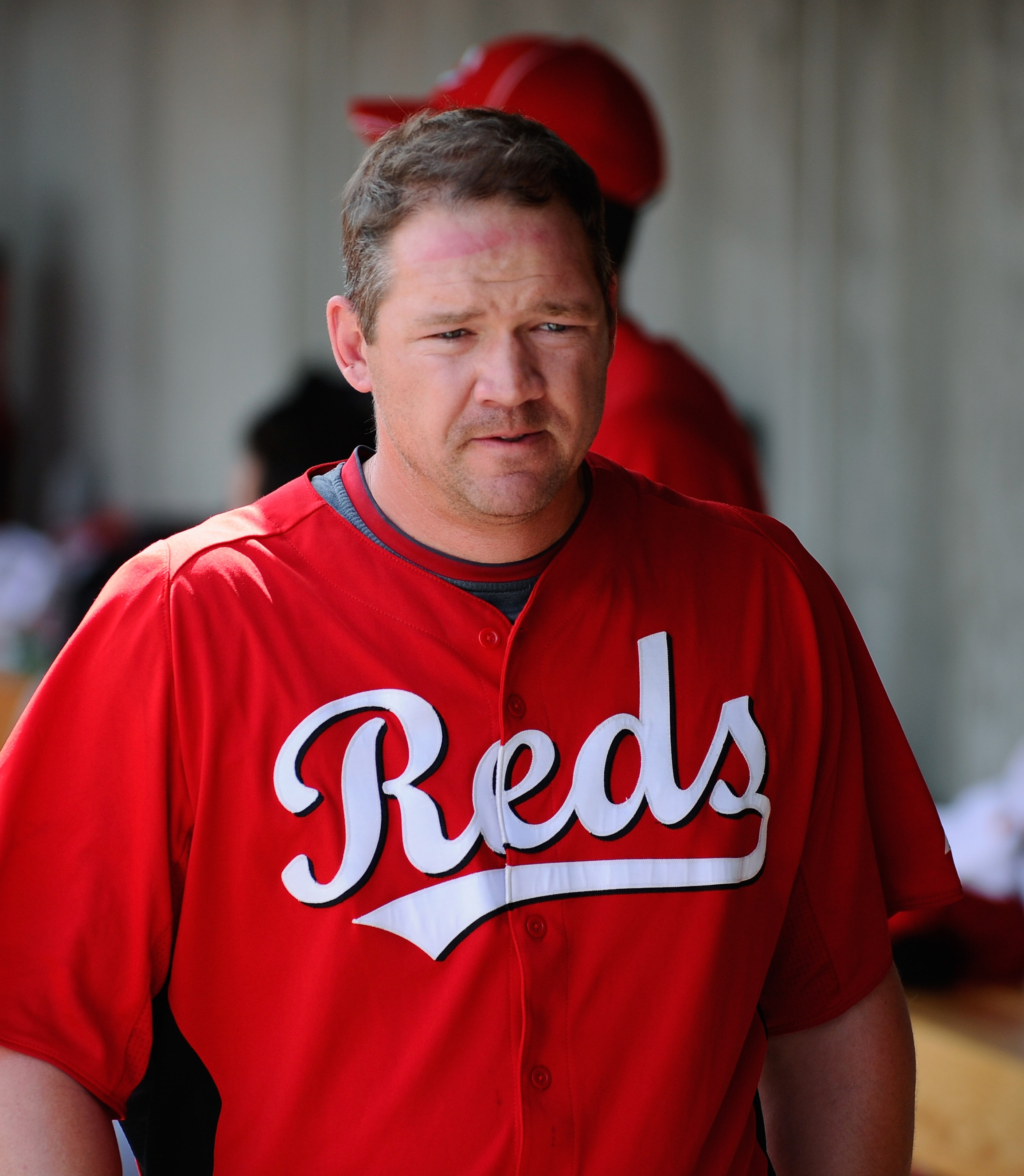 SCOTTSDALE, AZ - MARCH 14:  Scott Rolen #27 of the Cincinnati Reds against the Colorodo Rockies during the spring training baseball game at Salt River Fields at Talking Stick on March 14, 2011 in Scottsdale, Arizona.  (Photo by Kevork Djansezian/Getty Ima