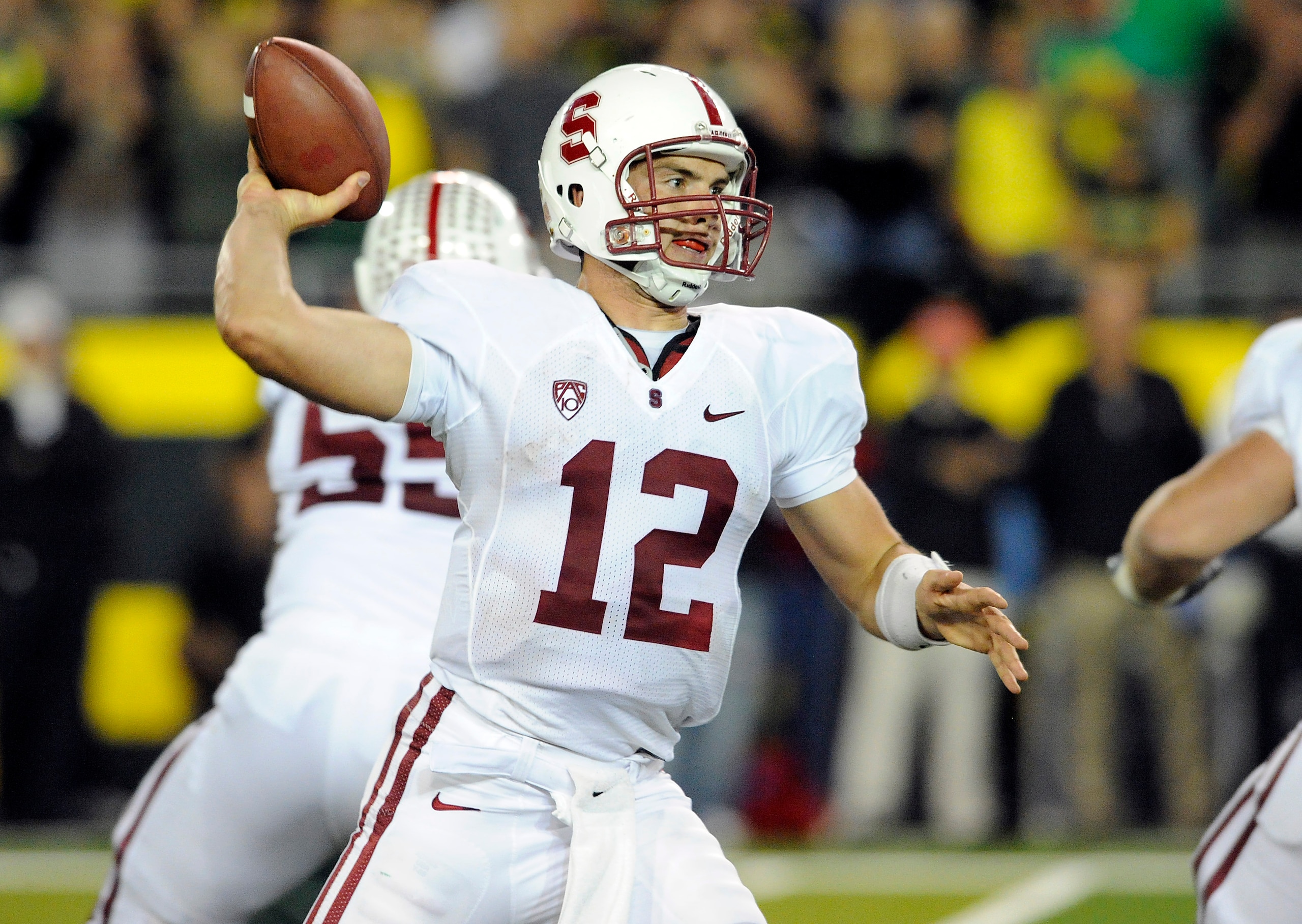 EUGENE, OR - OCTOBER 2: Quarterback Andrew Luck of the Stanford Cardinal passes the ball in the third quarter of the game against the Oregon Ducks at Autzen Stadium on October 2, 2010 in Eugene, Oregon. Oregon won the game 52-31. (Photo by Steve Dykes/Get