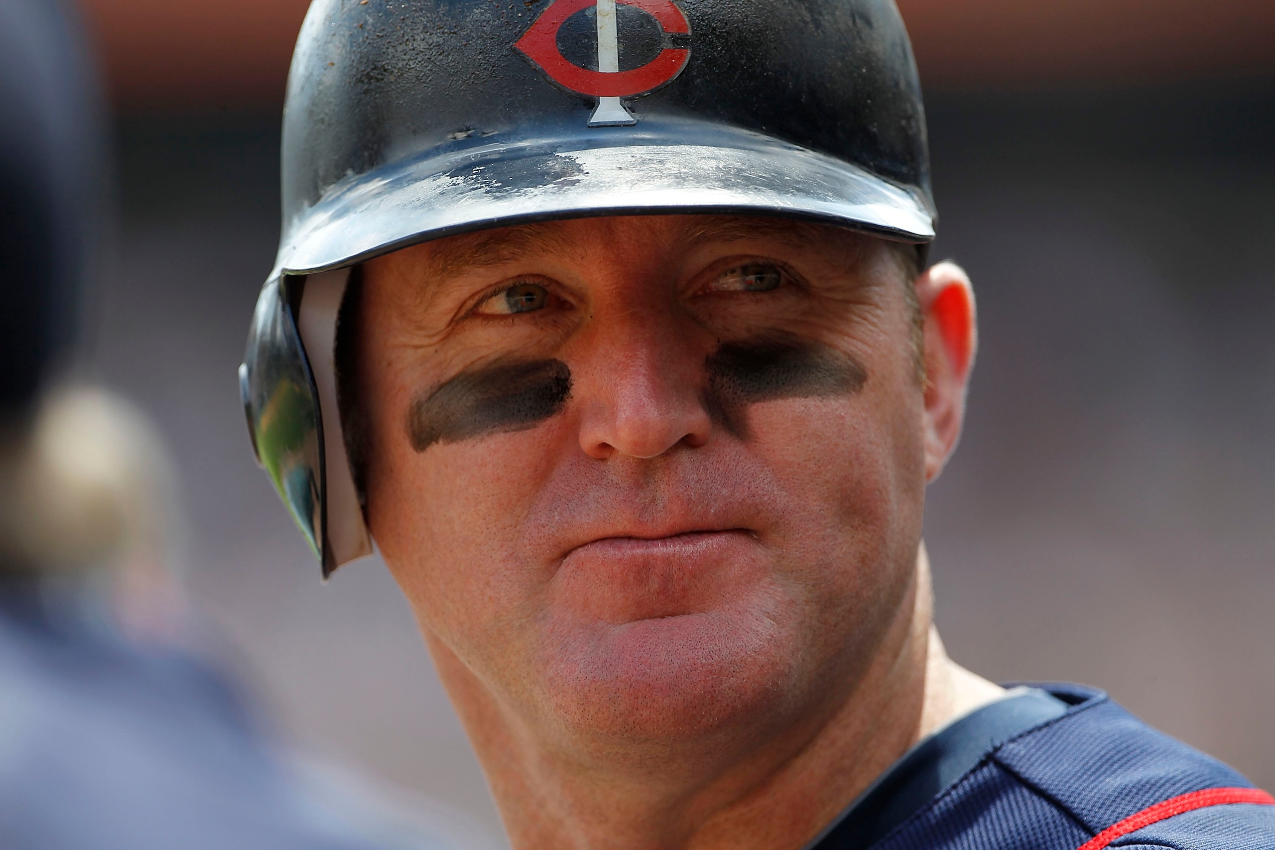 DETROIT - JULY 11:  Jim Thome #25 of the Minnesota Twins looks on during the game against the Detroit Tigers on July 11, 2010 at Comerica Park in Detroit, Michigan. The Twins defeated the Tigers 6-3.  (Photo by Leon Halip/Getty Images)