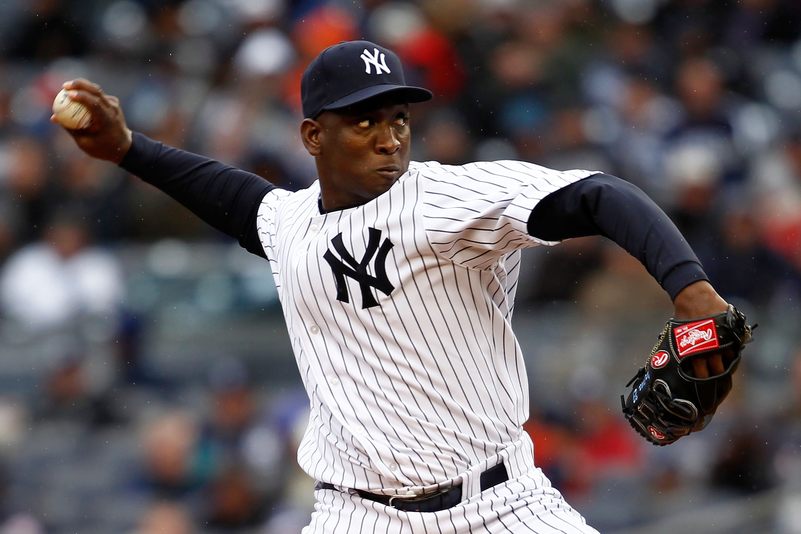NEW YORK, NY - MARCH 31:  Rafael Soriano #29 of the New York Yankees pitches against the Detroit Tigers in the eighth inning on Opening Day at Yankee Stadium on March 31, 2011 in the Bronx borough of New York City.  (Photo by Jeff Zelevansky/Getty Images)