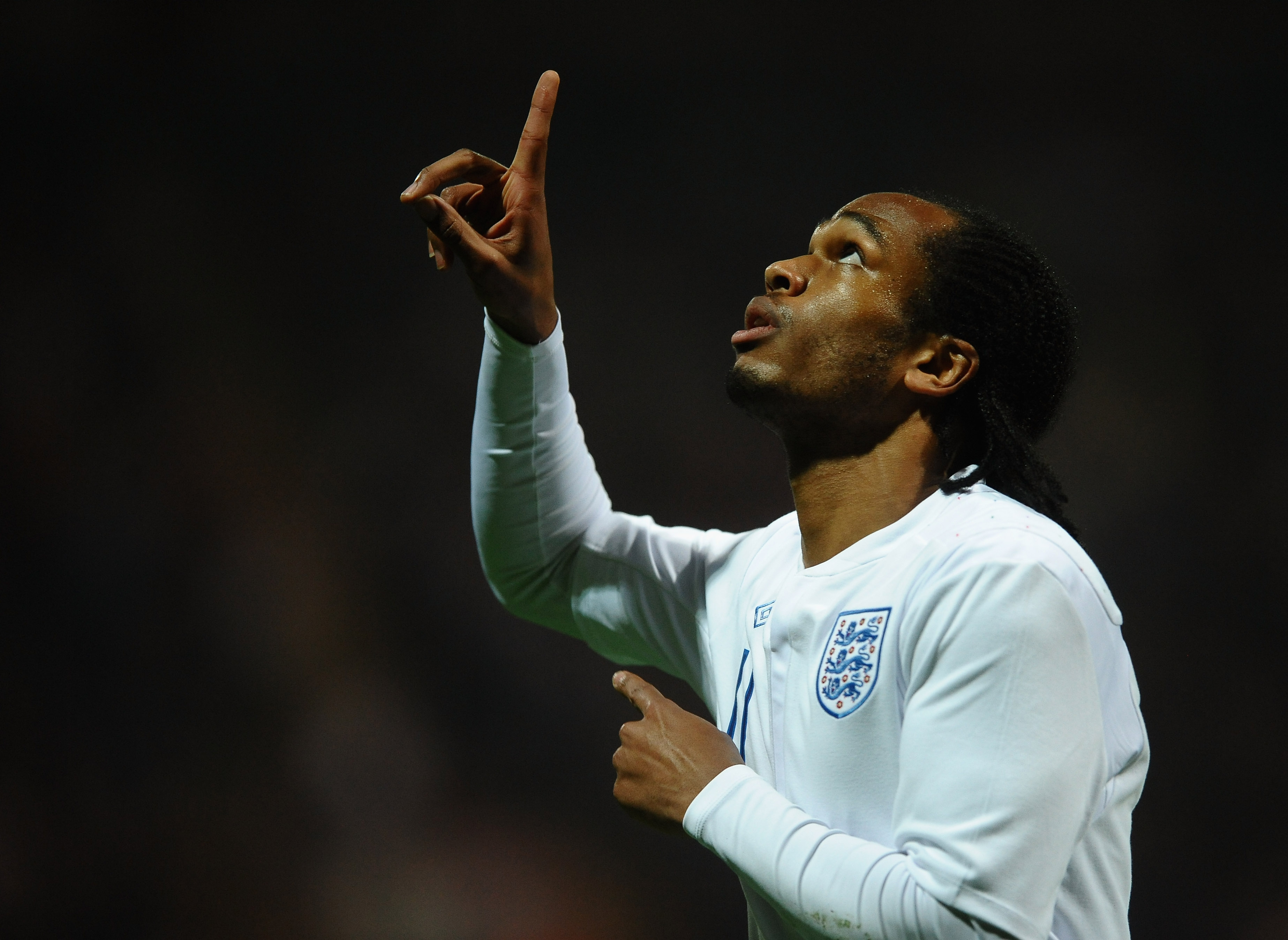PRESTON, LANCASHIRE - MARCH 28: Nathan Delfouneso of England celebrates scoring the opening goal during the International Friendly match between England U-21 and Iceland U21 at Deepdale on March 28, 2011 in Preston, Lancashire.  (Photo by Laurence Griffit