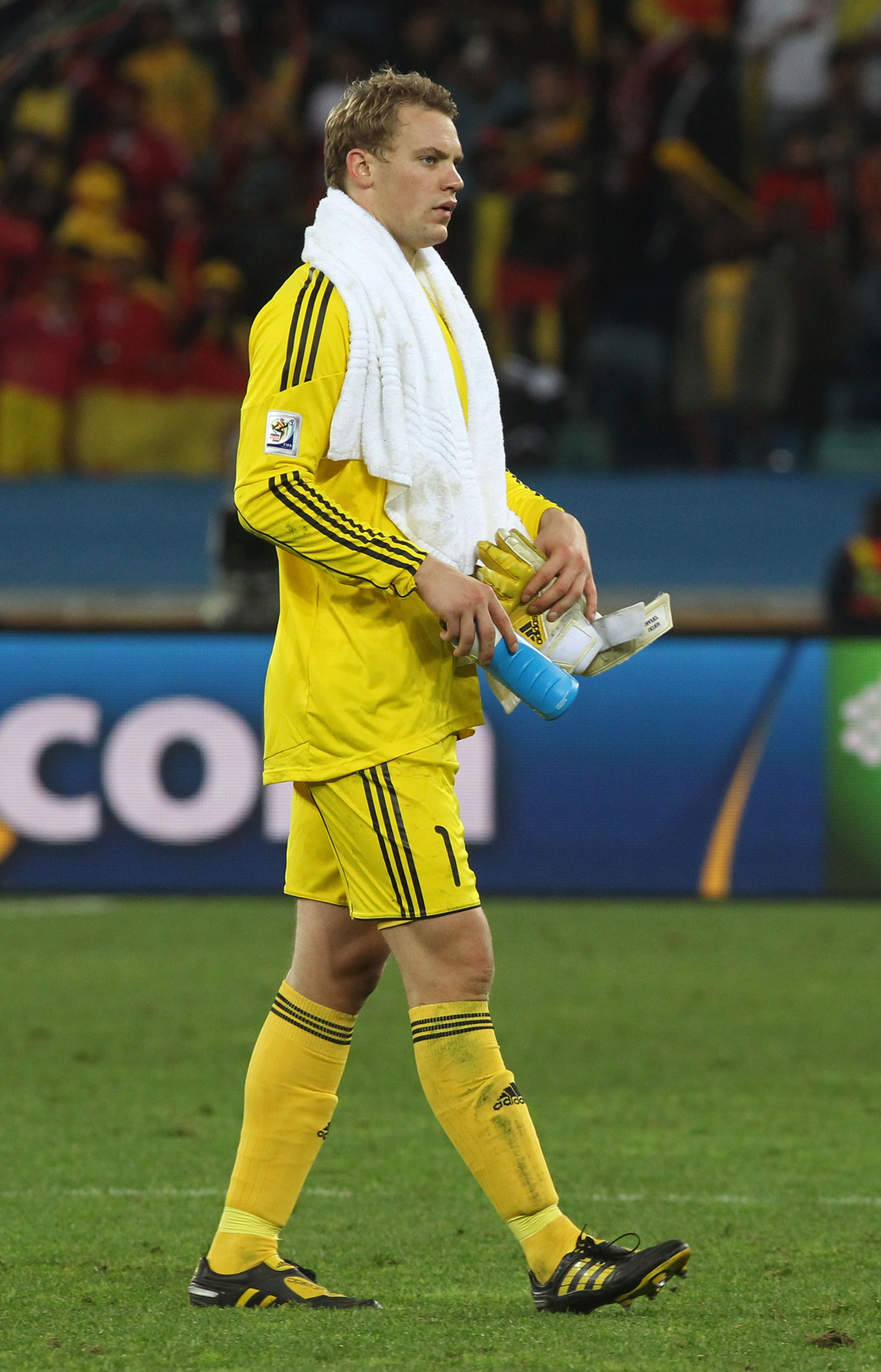 DURBAN, SOUTH AFRICA - JULY 07:  Dejected Dejected Manuel Neuer of Germany after being knocked out of the tournament during the 2010 FIFA World Cup South Africa Semi Final match between Germany and Spain at Durban Stadium on July 7, 2010 in Durban, South