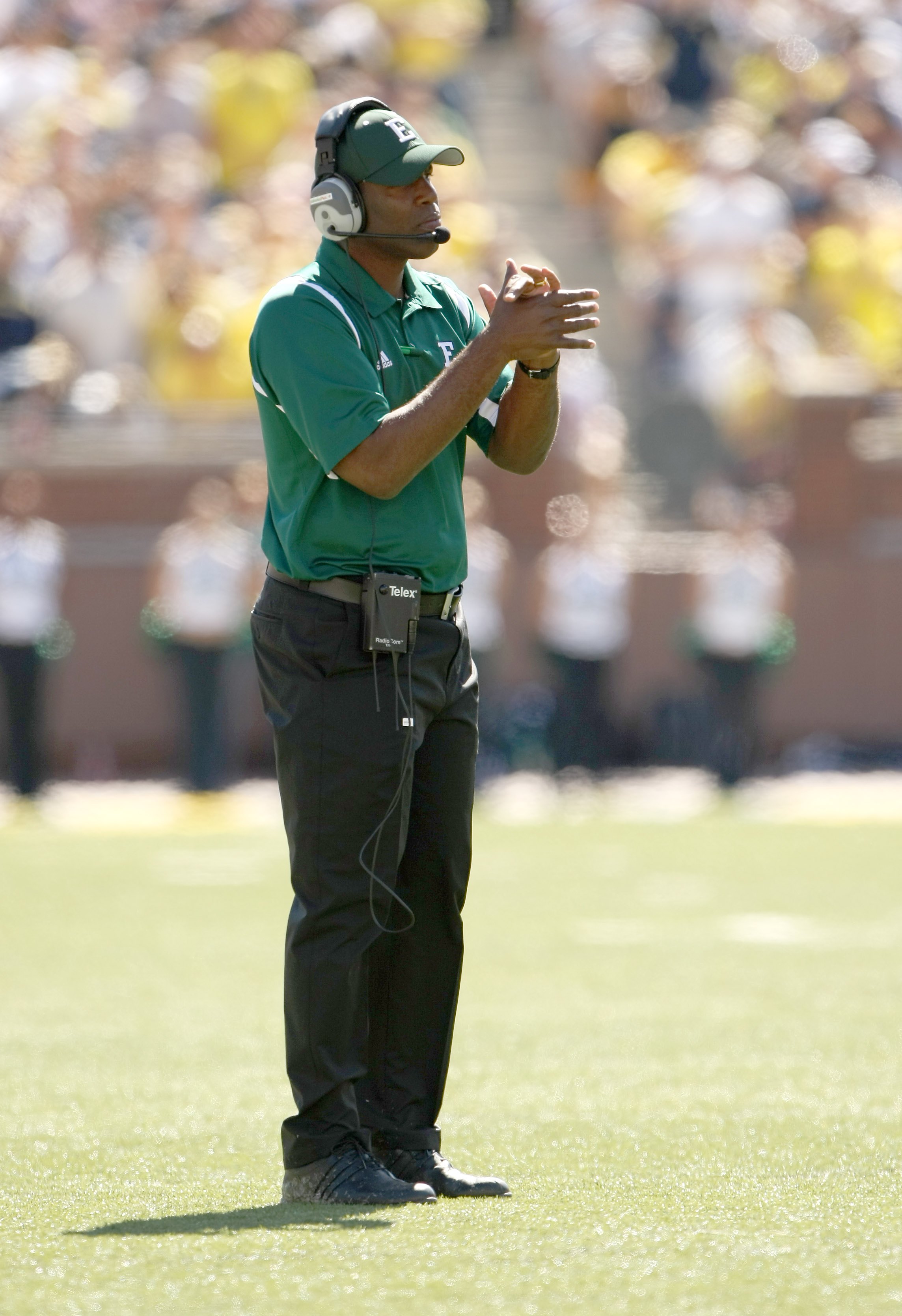 ANN ARBOR, MI - SEPTEMBER 19:  Head coach Ron English stands on the field during the game with the Michigan Wolverines at Michigan Stadium on September 19, 2009 in Ann Arbor, Michigan.  Michigan won 45-17.  (Photo by Stephen Dunn/Getty Images)