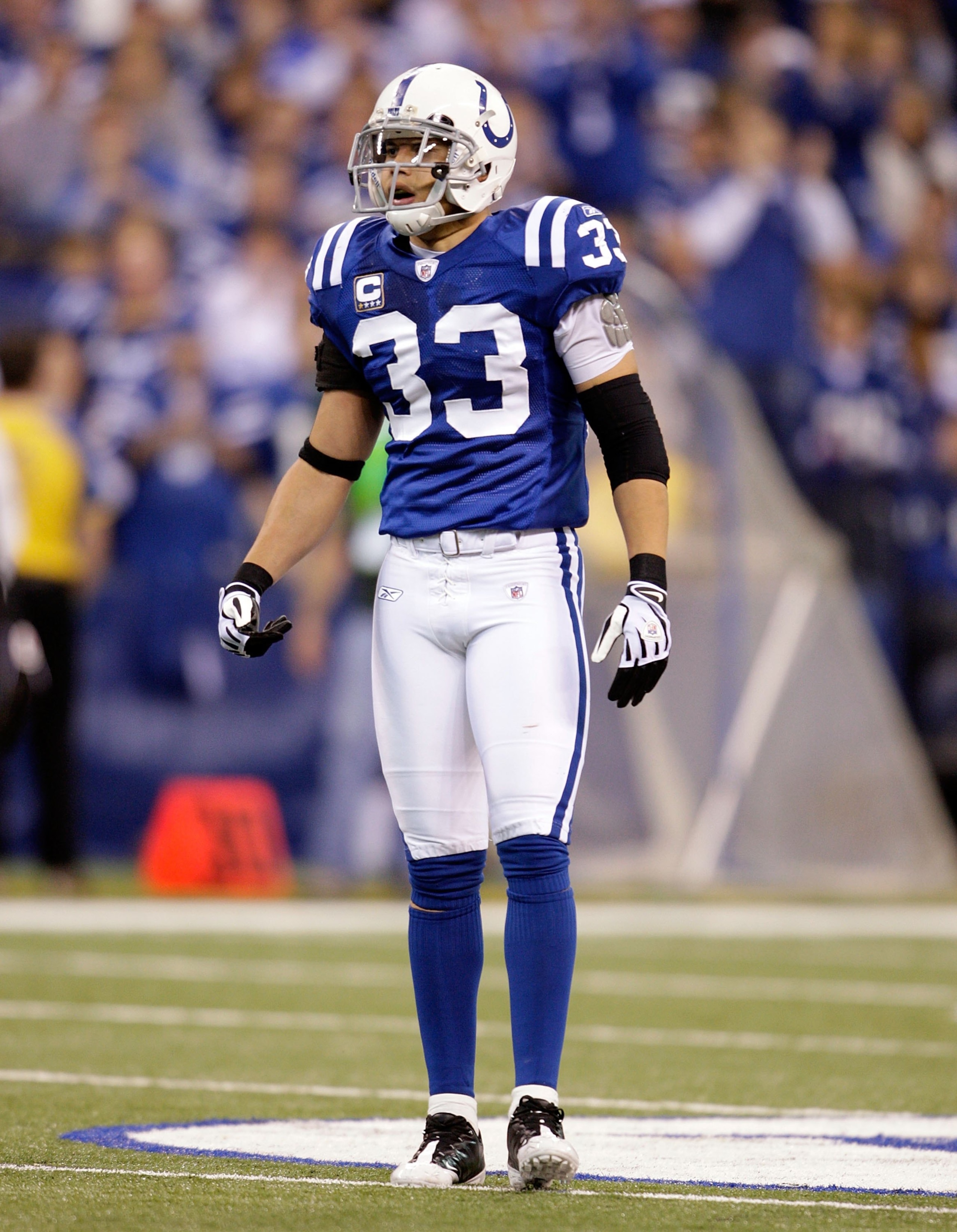 INDIANAPOLIS - DECEMBER 06:  Melvin Bullitt #33 of the Indianapolis Colts looks on during the NFL game against the Tennessee Titans at Lucas Oil Stadium on December 6, 2009 in Indianapolis, Indiana.  (Photo by Andy Lyons/Getty Images)
