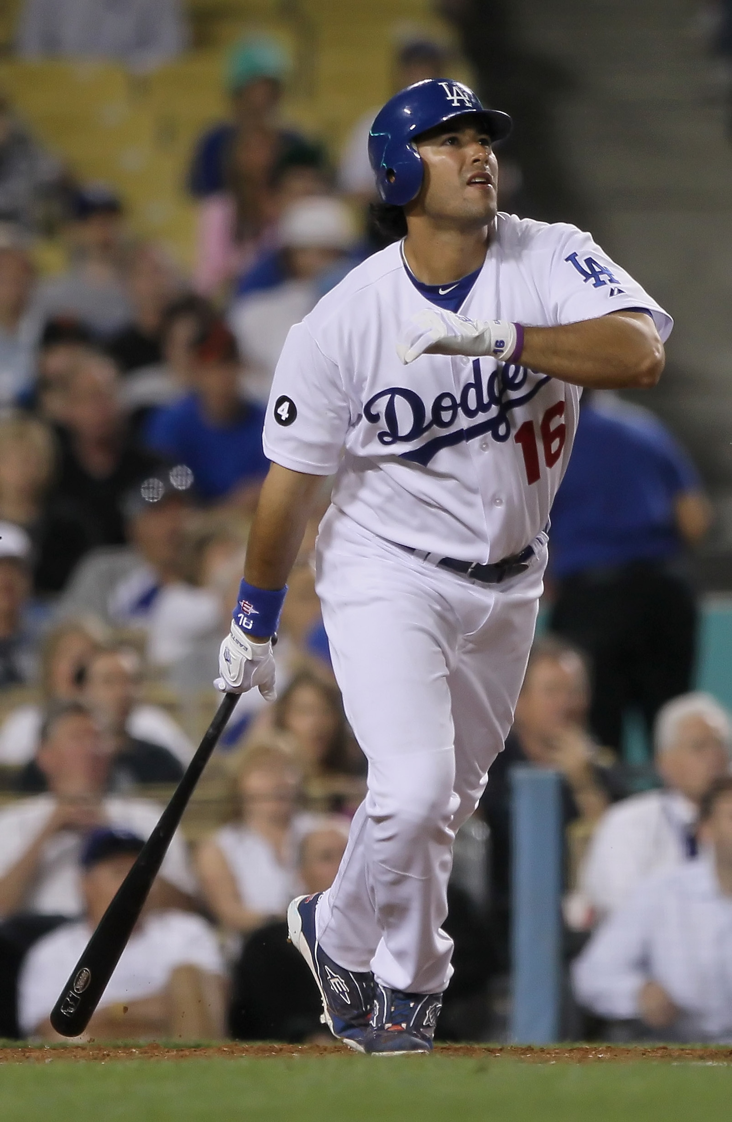 LOS ANGELES, CA - APRIL 01:  Andre Ethier #16 of the Los Angeles Dodgers bats against the San Francisco Giants at Dodger Stadium on April 1, 2011 in Los Angeles, California.  (Photo by Jeff Gross/Getty Images)