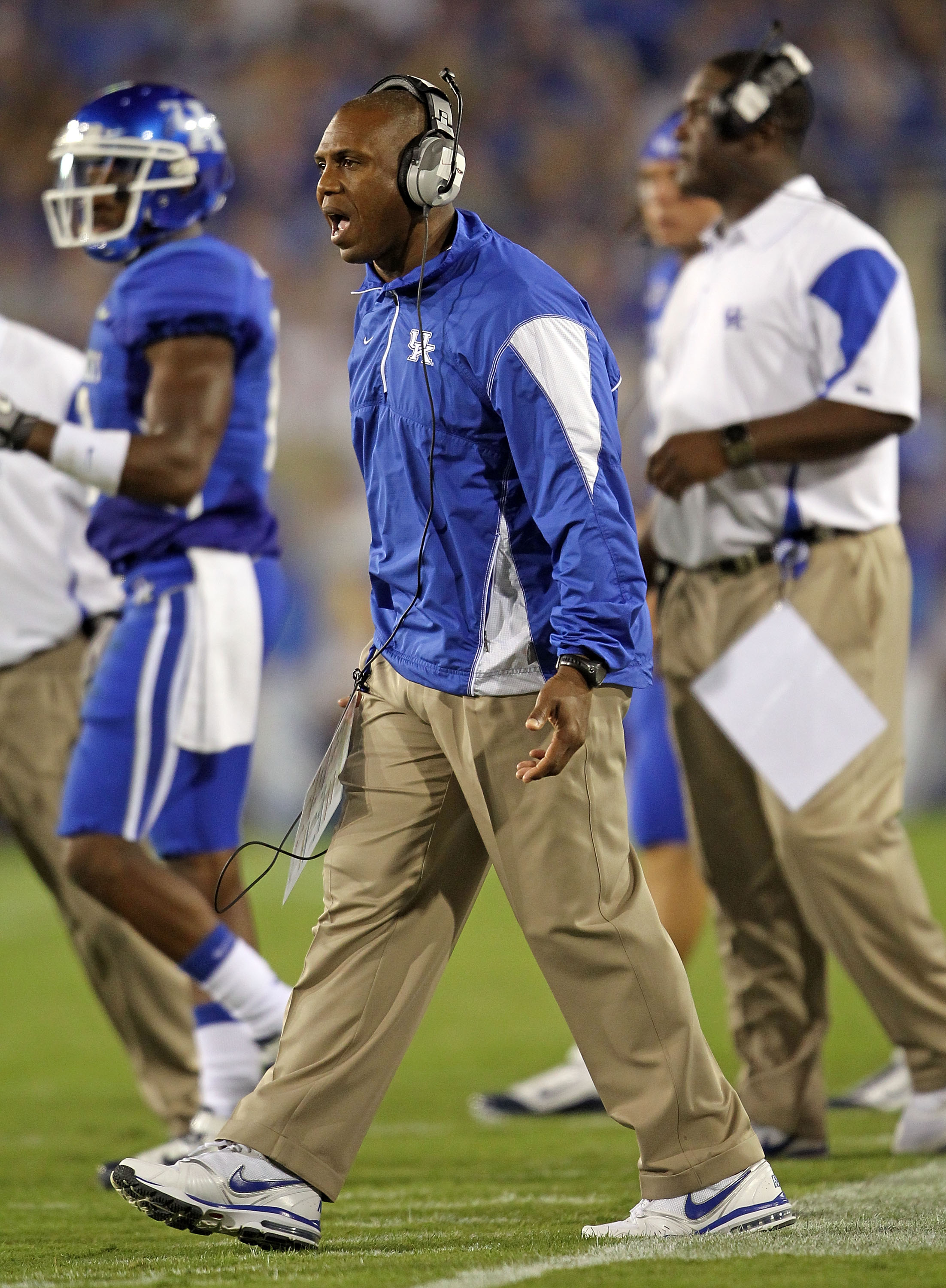 LEXINGTON, KY - SEPTEMBER 18:  Joker Phillips the Head Coach of the Kentucky Wildcats during the game against the Akron Zips at Commonwealth Stadium on September 18, 2010 in Lexington, Kentucky.  (Photo by Andy Lyons/Getty Images)