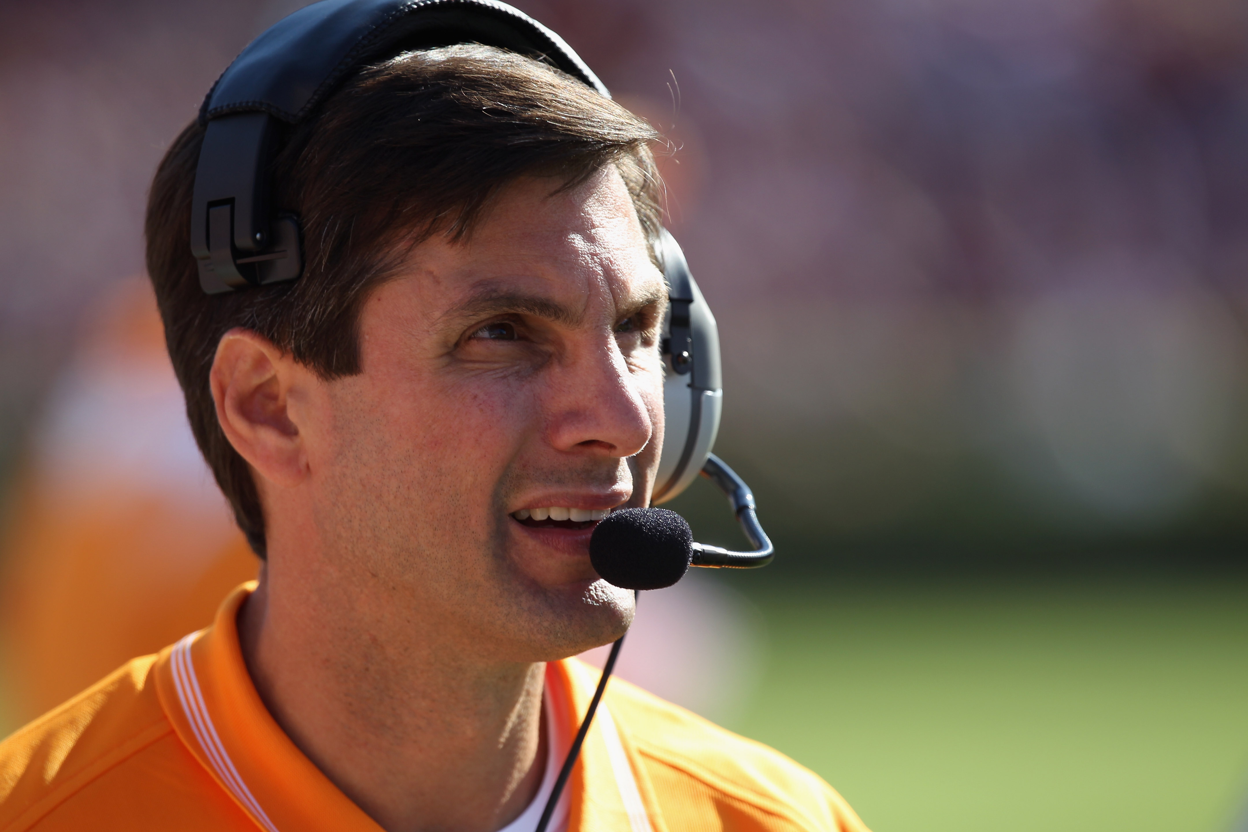 COLUMBIA, SC - OCTOBER 30:  Head coach Derek Dooley of the Tennessee Volunteers watches on against the South Carolina Gamecocks during their game at Williams-Brice Stadium on October 30, 2010 in Columbia, South Carolina.  (Photo by Streeter Lecka/Getty Im