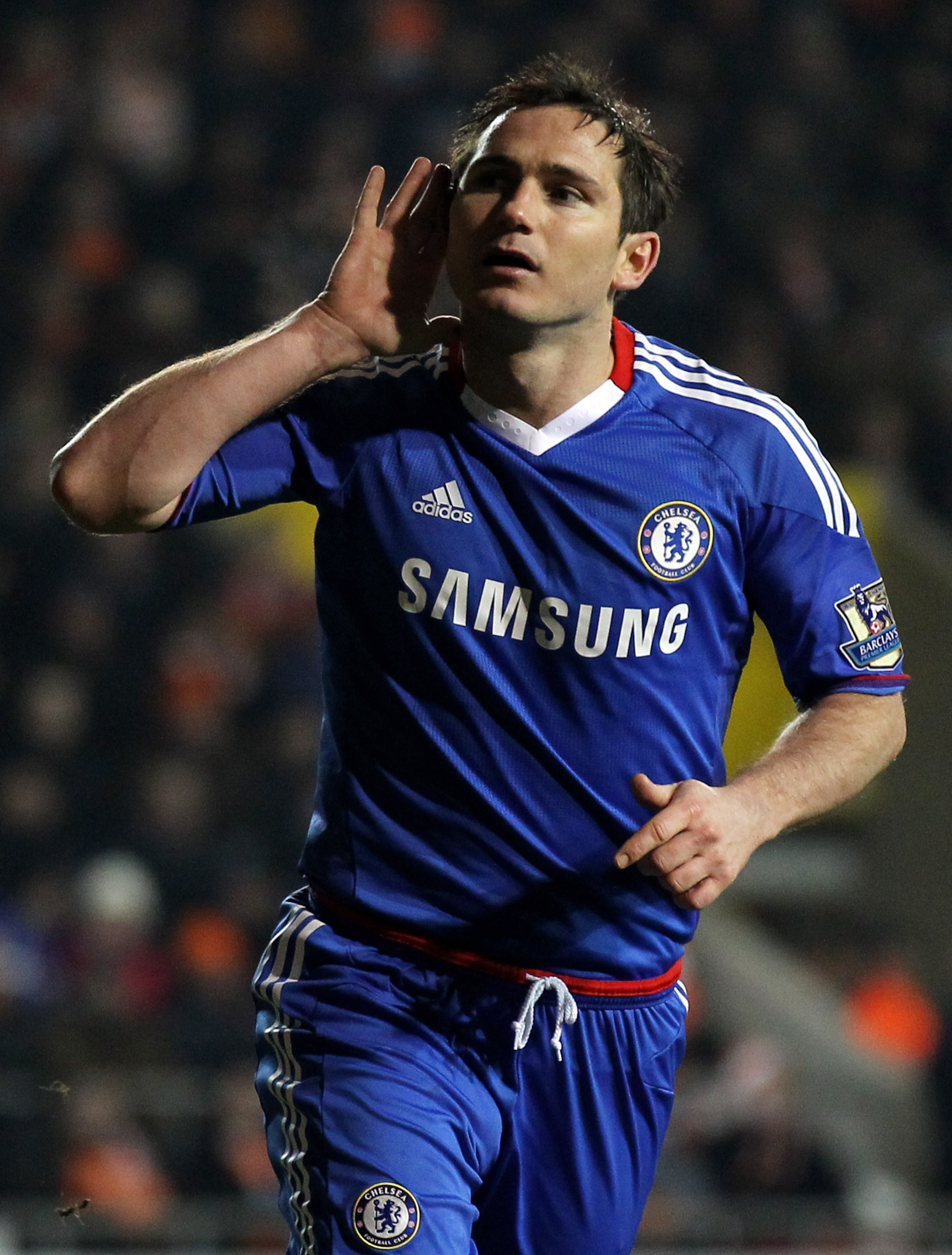 BLACKPOOL, ENGLAND - MARCH 07:  Frank Lampard of Chelsea celebrates scoring his team's second goal during the Barclays Premier League match between Blackpool and Chelsea at Bloomfield Road on March 7, 2011 in Blackpool, England.  (Photo by Alex Livesey/Ge