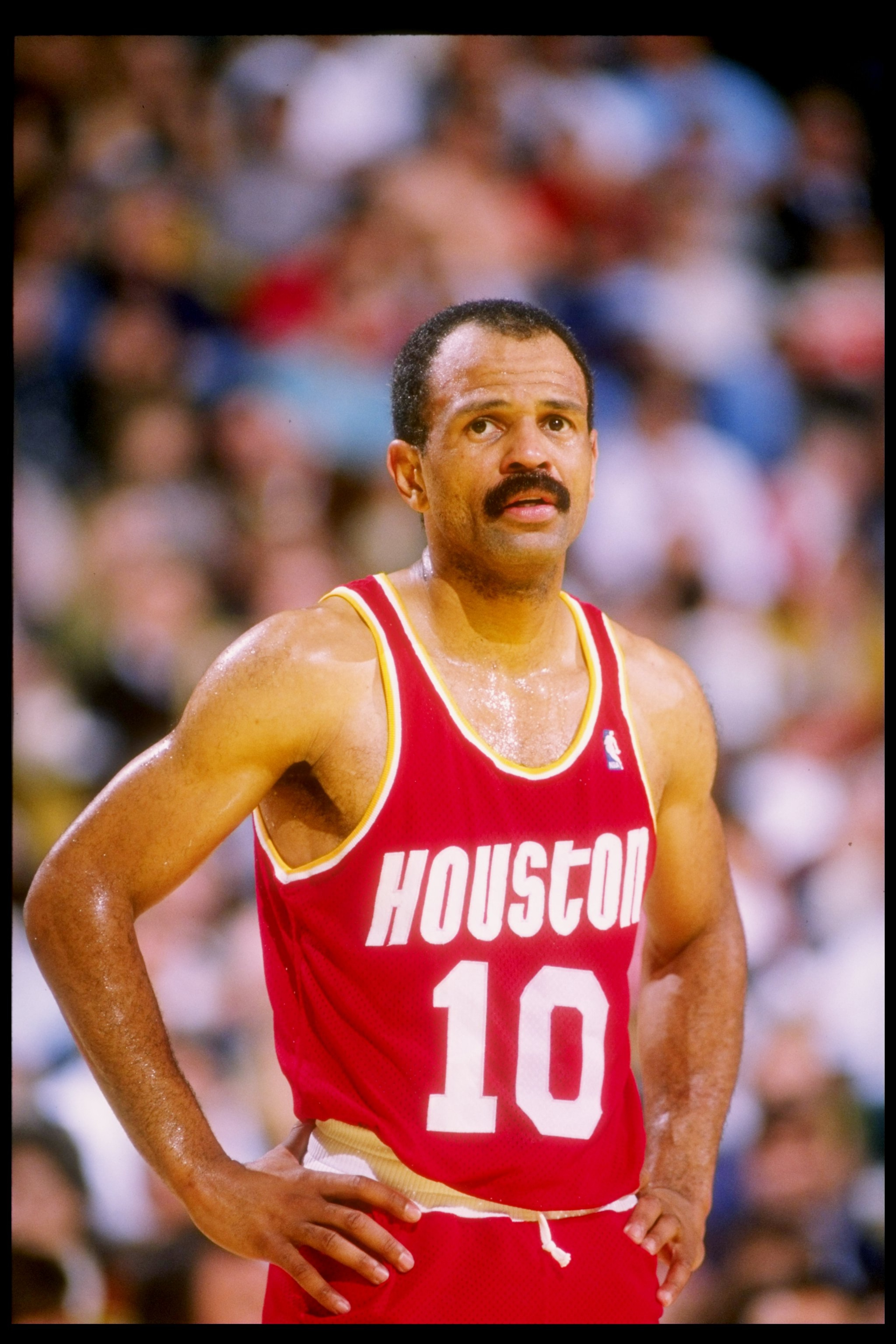 1990:  John Lucas of the Houston Rockets looks on during a game against the Los Angeles Lakers at the Great Western Forum in Inglewood, California. Mandatory Credit: Ken Levine  /Allsport