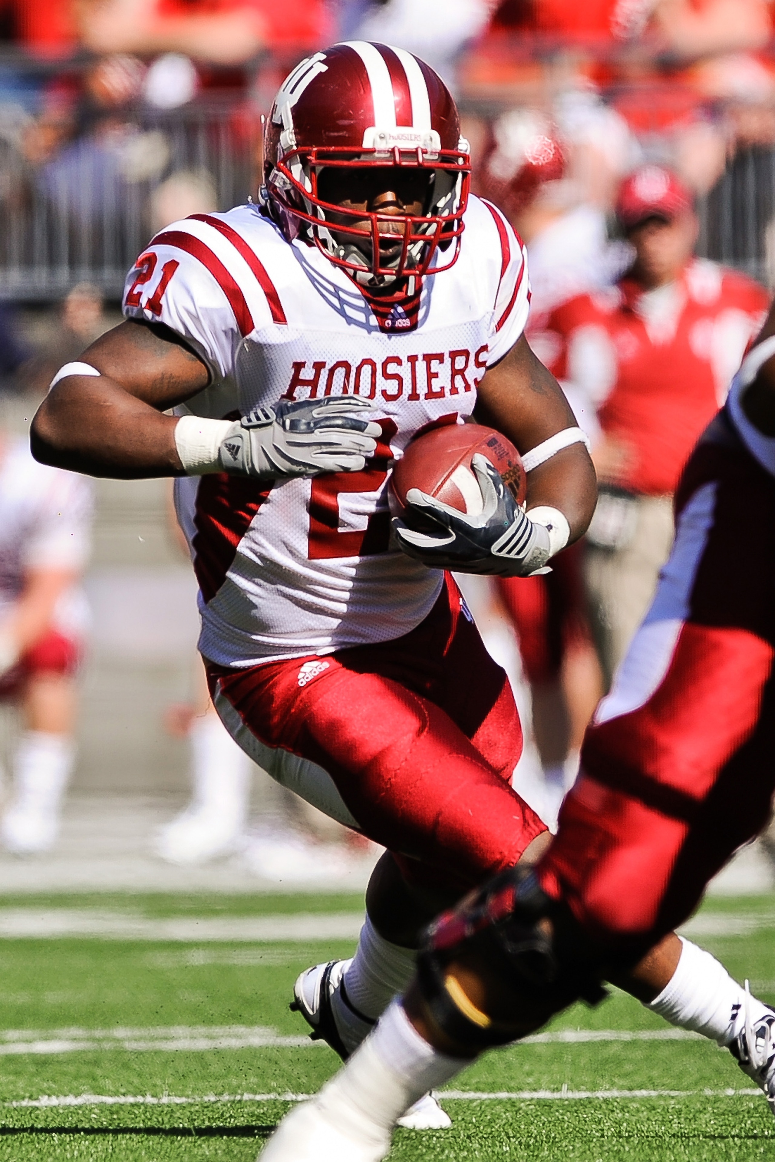 COLUMBUS, OH - OCTOBER 9: Trea Burgess #21 of the Indiana Hoosiers runs with the ball against the Ohio State Buckeyes at Ohio Stadium on October 9, 2010 in Columbus, Ohio. (Photo by Jamie Sabau/Getty Images) COLUMBUS, OH - OCTOBER 9: Trea Burgess #21 of the Indiana Hoosiers runs with the ball against the Ohio State Buckeyes at Ohio Stadium on October 9, 2010 in Columbus, Ohio. (Photo by Jamie Sabau/Getty Images)