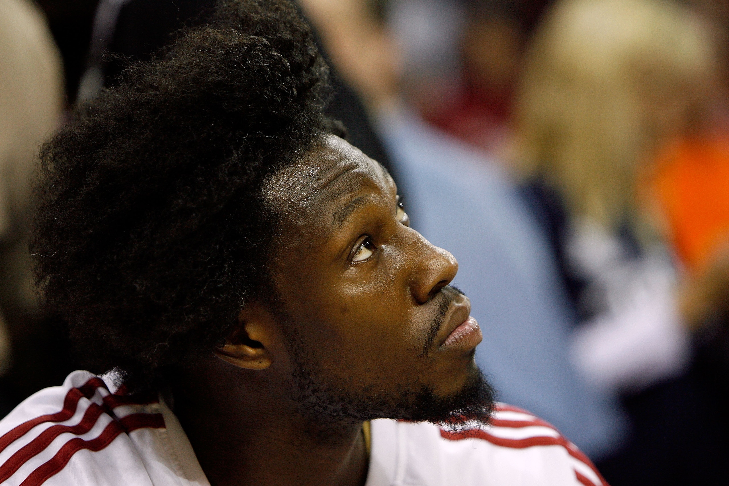 CLEVELAND - MAY 16:  Ben Wallace #4 of the Cleveland Cavaliers looks on from the bench against the Boston Celtics in Game Six of the Eastern Conference Semifinals during the 2008 NBA Playoffs on May 16, 2008 at the Quicken Loans Arena in Cleveland, Ohio. 