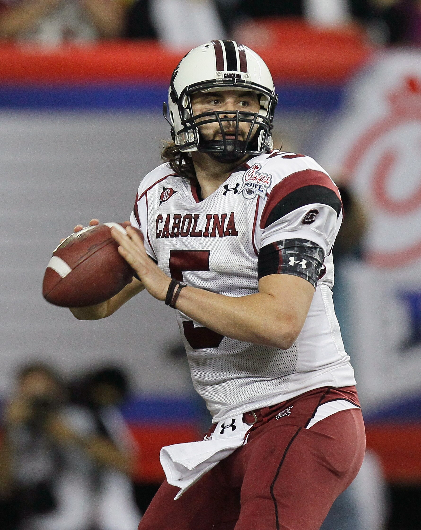 ATLANTA, GA - DECEMBER 31:  Stephen Garcia #5 of the South Carolina Gamecocks against the Florida State Seminoles during the 2010 Chick-fil-A Bowl at Georgia Dome on December 31, 2010 in Atlanta, Georgia.  (Photo by Kevin C. Cox/Getty Images)