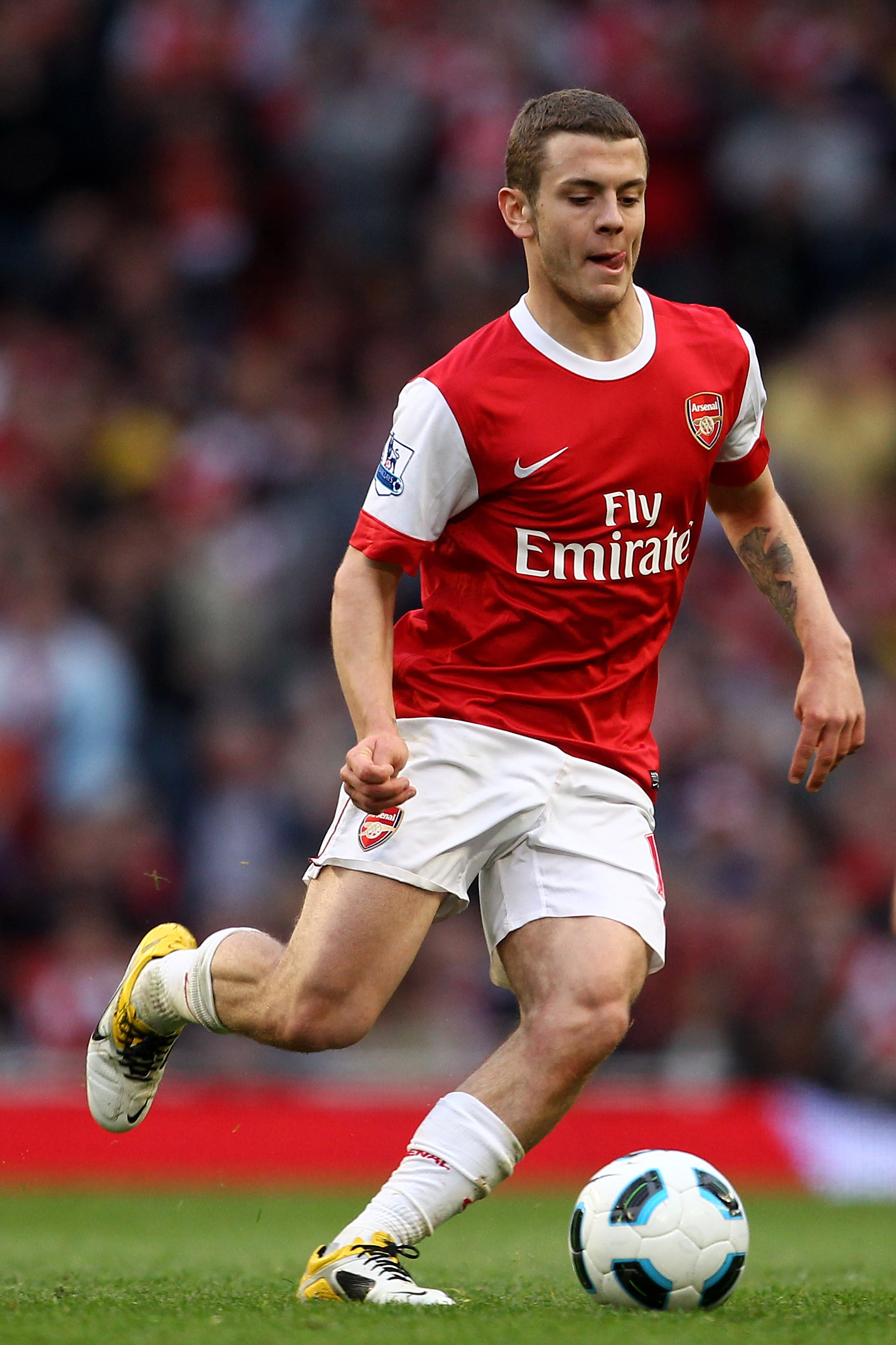 LONDON, ENGLAND - APRIL 02:  Jack Wilshere of Arsenal on the ball during the Barclays Premier League match between Arsenal and Blackburn Rovers at the Emirates Stadium on April 2, 2011 in London, England.  (Photo by Julian Finney/Getty Images)