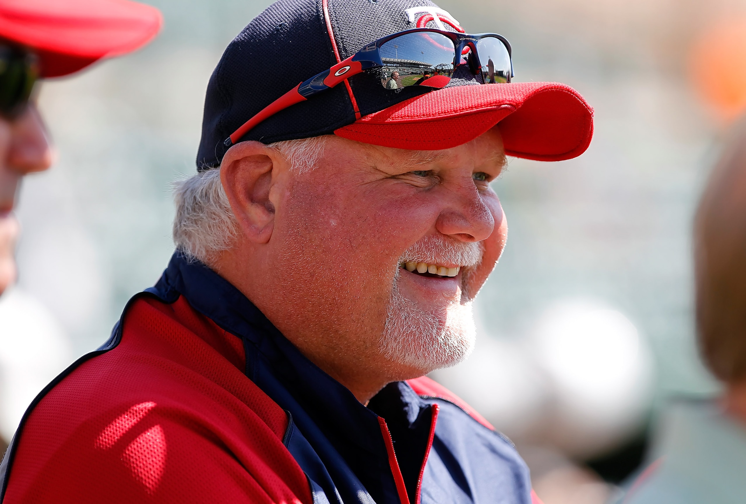 SARASOTA, FL - MARCH 03:  Manager Ron Gardenhire #35 of the Minnesota Twins smiles during batting practice just before the Grapefruit League Spring Training Game against the Baltimore Orioles at Ed Smith Stadium on March 3, 2011 in Sarasota, Florida.  (Ph