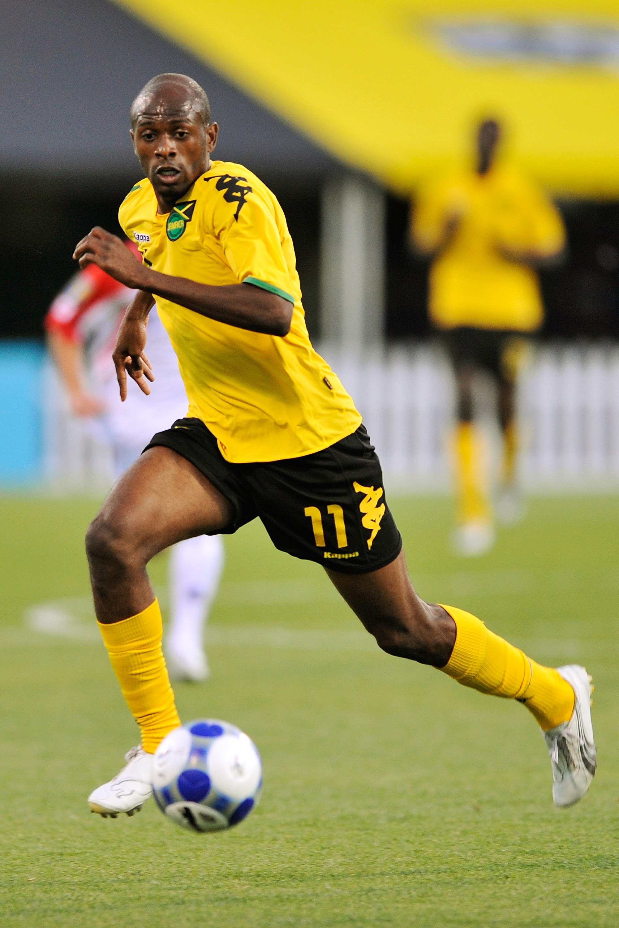 COLUMBUS, OH - JULY 07:  Luton Shelton #11 of Jamaica controls the ball against Costa Rica in a CONCACAF Gold Cup match at Crew Stadium on July 7, 2009 in Columbus, Ohio.  (Photo by Jamie Sabau/Getty Images)