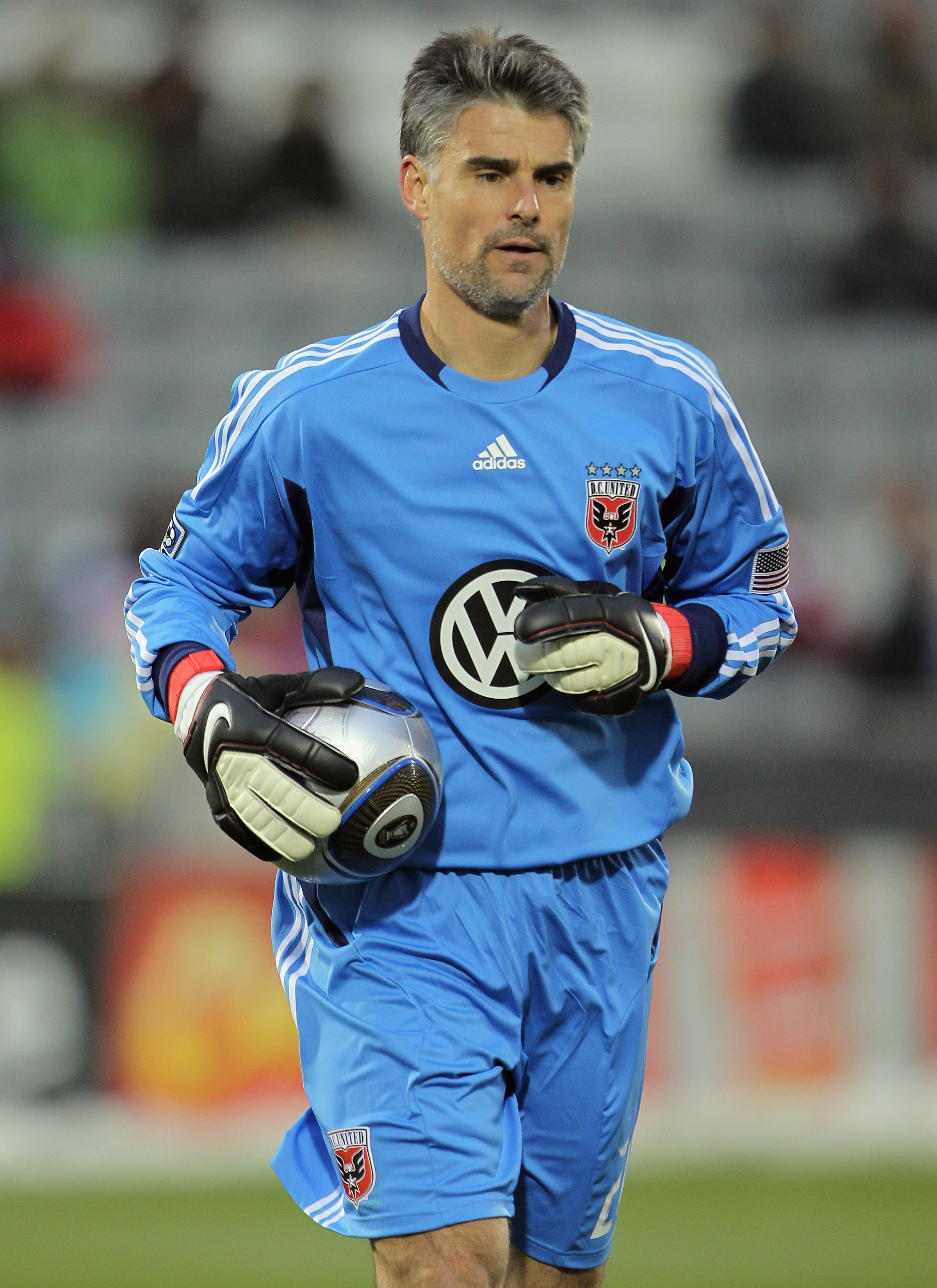 COMMERCE CITY, CO - APRIL 03:  Goal keeper Pat Onstad #20 of D.C. United defends the goal against the Colorado Rapids at Dick's Sporting Goods Park on April 3, 2011 in Commerce City, Colorado. The Rapids defeated D.C. United 4-1.  (Photo by Doug Pensinger