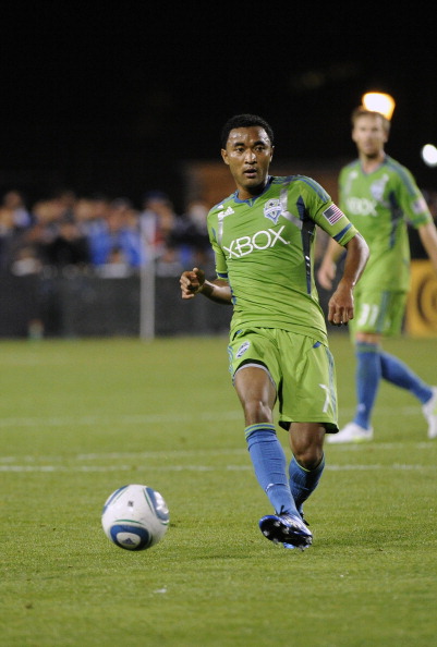 SANTA CLARA, CA - APRIL 2: James Riley #7 of the Seattle Sounders FC dribbles the ball against the San Jose Earthquakes during an MLS soccer game at Buck Shaw Stadium on April 2, 2011 in Santa Clara, California. The game ended in a 2-2 tie. (Photo by Thea