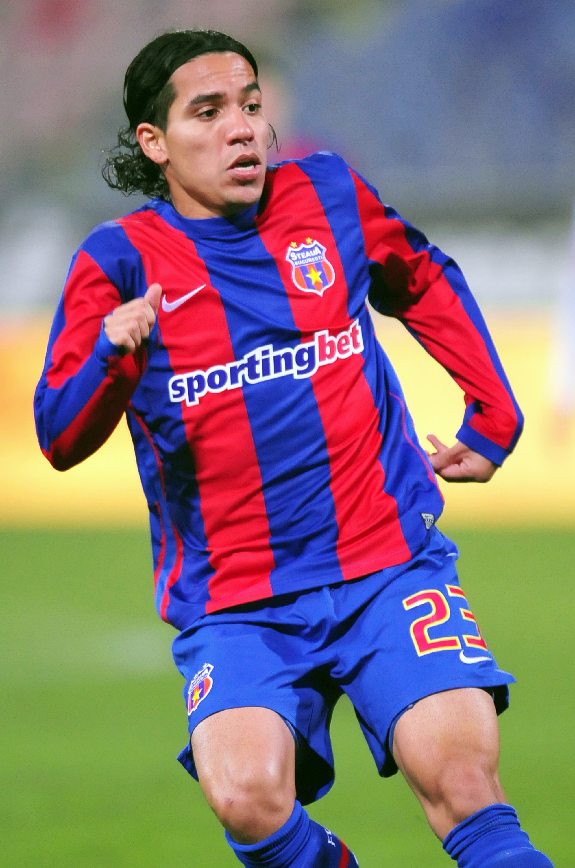 BUCHAREST, ROMANIA - NOVEMBER 9: Dayro Mauricio Moreno of Steaua Bucharest during the Romanian Liga I match between Steaua Bucharest and Unirea Alba-Iulia held on November 9, 2009 at the Stadionul Ghencea, in Bucharest, Romania. (Photo by Daniel Mihailes