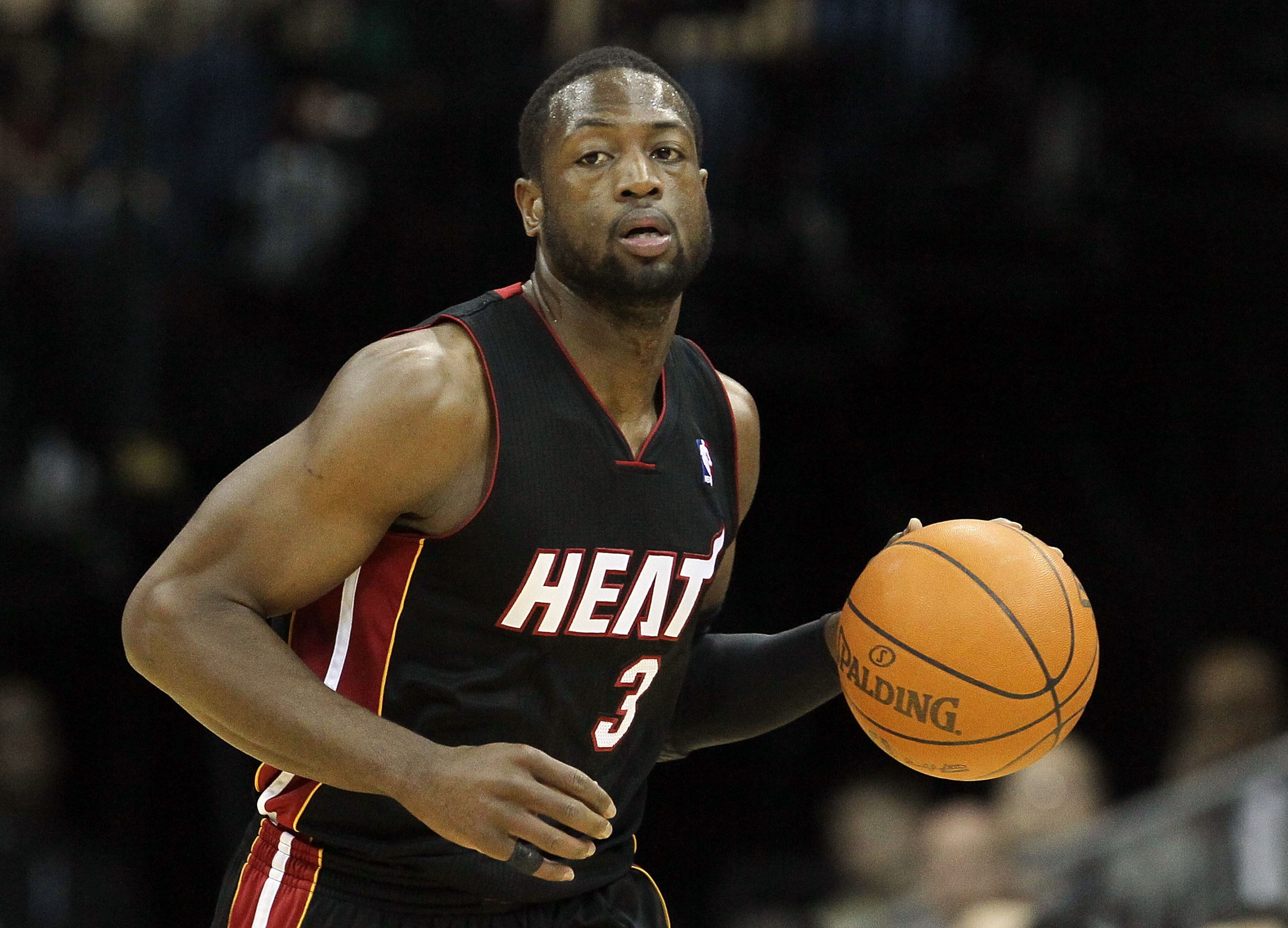 NEWARK, NJ - APRIL 03: Dwyane Wade #3 of the Miami Heat controls the ball against the New Jersey Nets at the Prudential Center on April 3, 2011 in Newark, New Jersey.NOTE TO USER: User expressly acknowledges and agrees that, by downloading and/or using t NEWARK, NJ - APRIL 03: Dwyane Wade #3 of the Miami Heat controls the ball against the New Jersey Nets at the Prudential Center on April 3, 2011 in Newark, New Jersey.NOTE TO USER: User expressly acknowledges and agrees that, by downloading and/or using t
