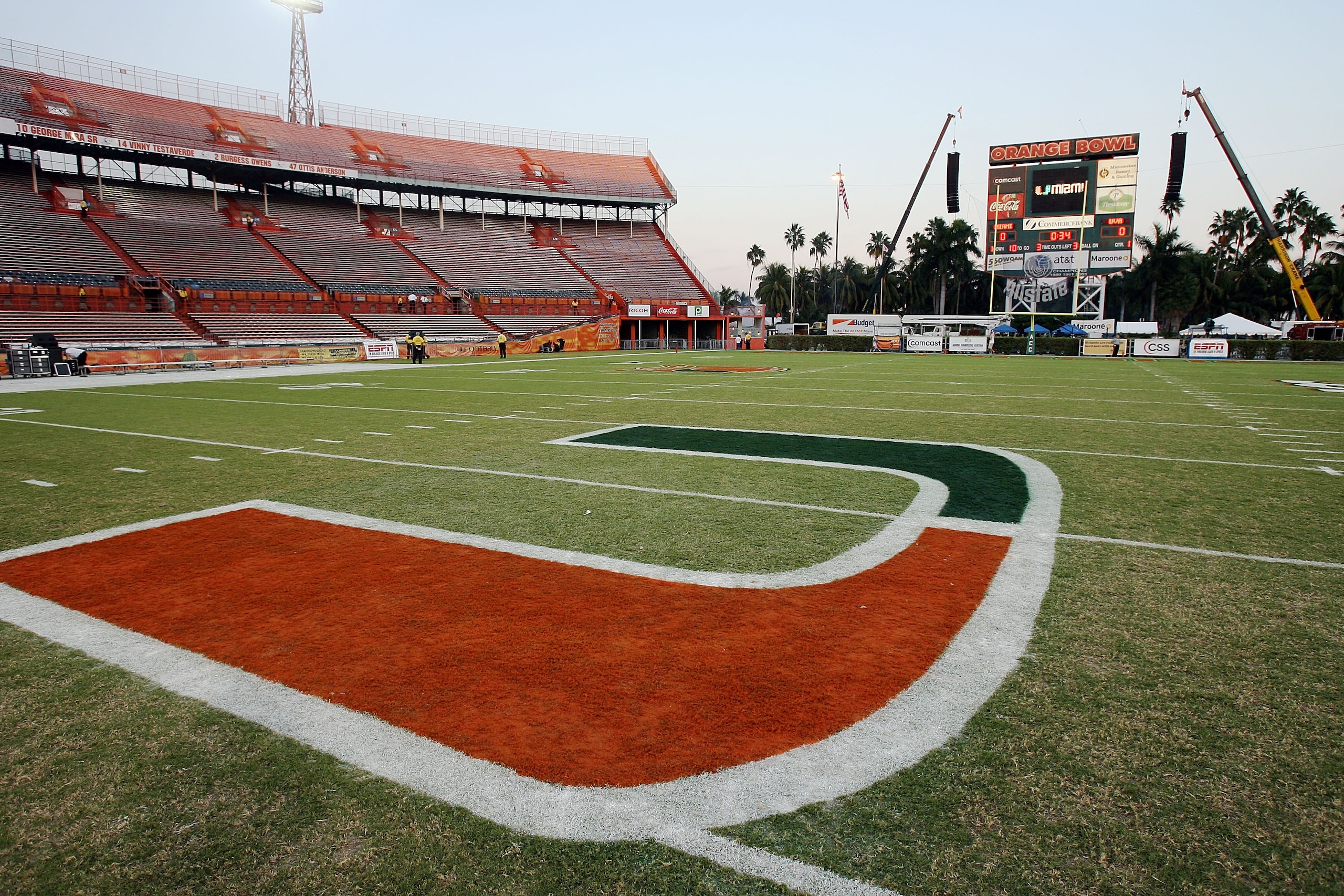 CORAL GABLES, FL - NOVEMBER 10:  A view from inside the stadium prior to the last college football game played in the Orange Bowl as the Virginia Cavaliers take on the Miami Hurricanes at the Orange Bowl November 10, 2007 in Coral Gables, Florida. The Uni