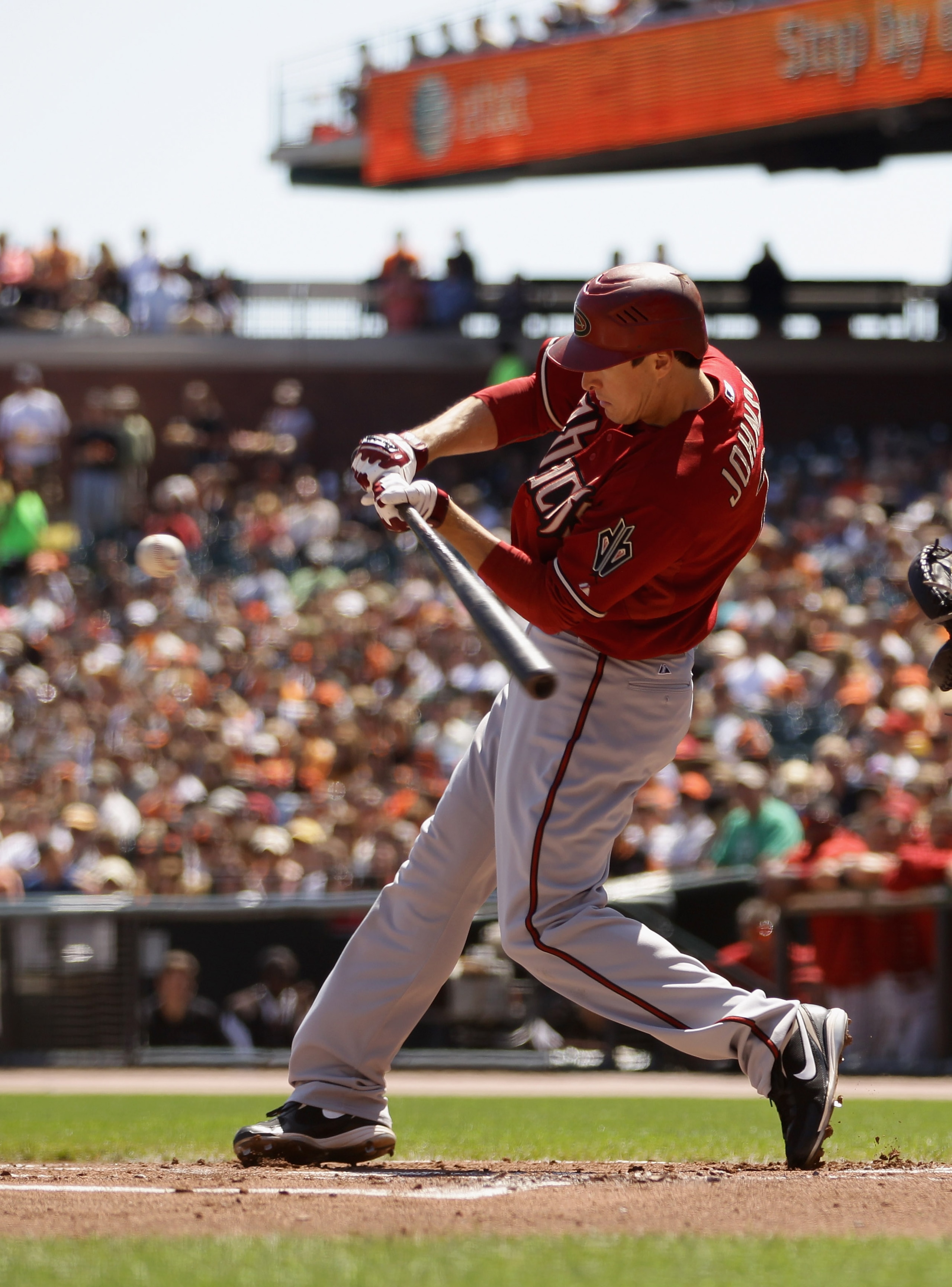 SAN FRANCISCO - AUGUST 29:  Kelly Johnson #2 of the Arizona Diamondbacks bats against the San Francisco Giants at AT&T Park on August 29, 2010 in San Francisco, California.  (Photo by Ezra Shaw/Getty Images)