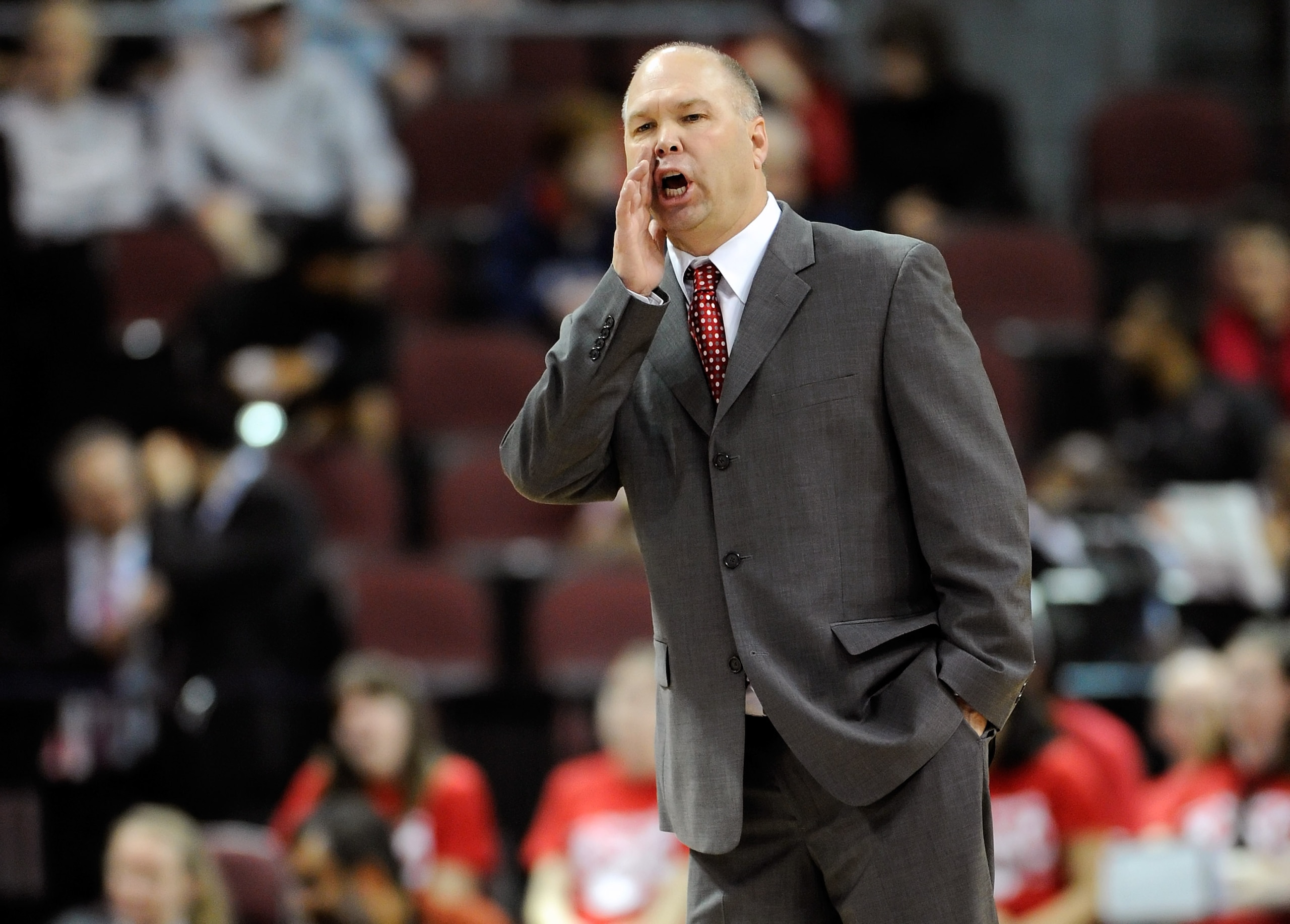 LAS VEGAS, NV - MARCH 06:  Head coach Randy Bennett of the Saint Mary's Gaels appears on the court during a semifinal game of the Zappos.com West Coast Conference Basketball tournament against the Santa Clara Broncos at the Orleans Arena March 6, 2011 in