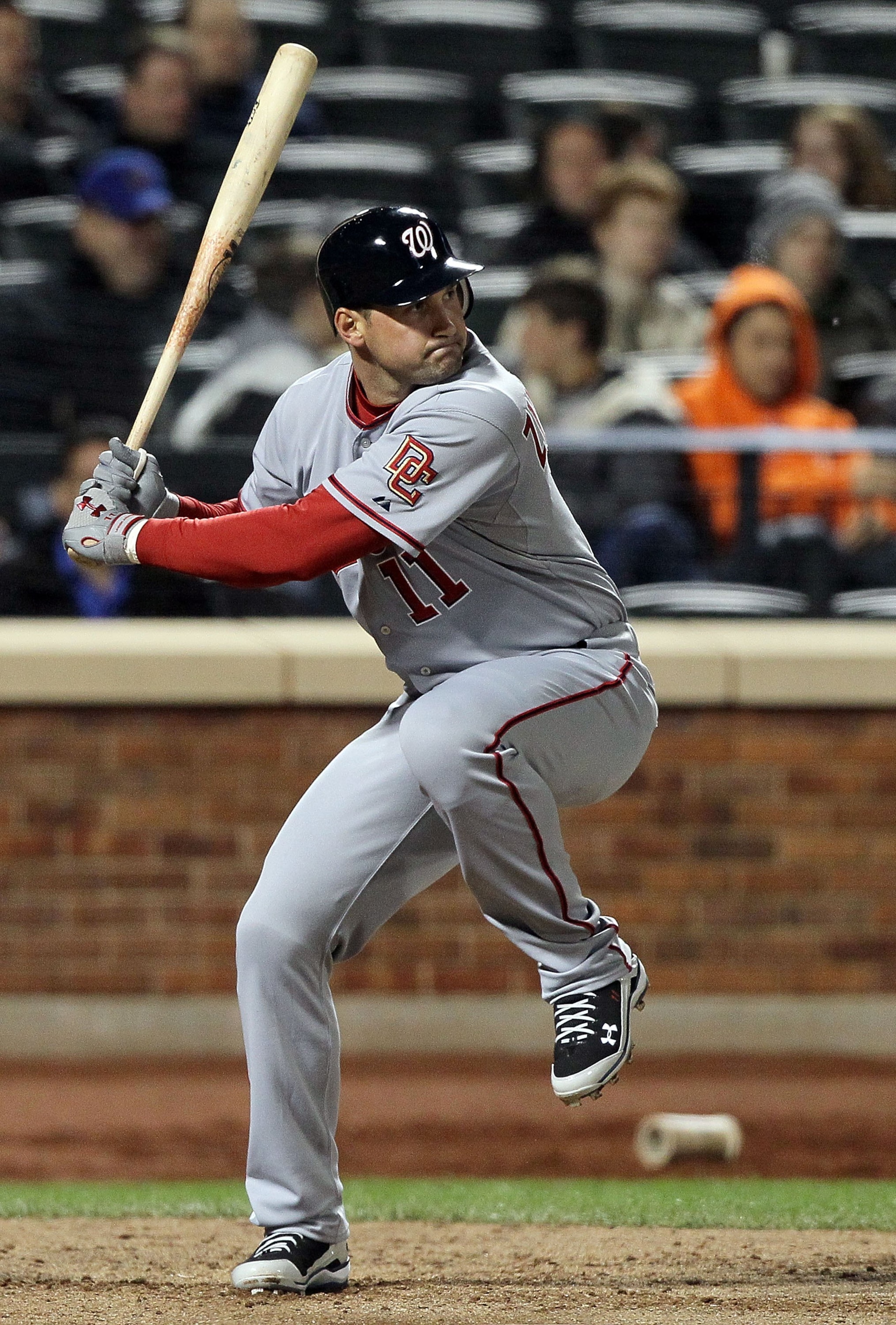 NEW YORK - MAY 10:  Ryan Zimmerman #11 of the Washington Nationals bats against the New York Mets on May 10, 2010 at Citi Field in the Flushing neighborhood of the Queens borough of New York City.  (Photo by Jim McIsaac/Getty Images)