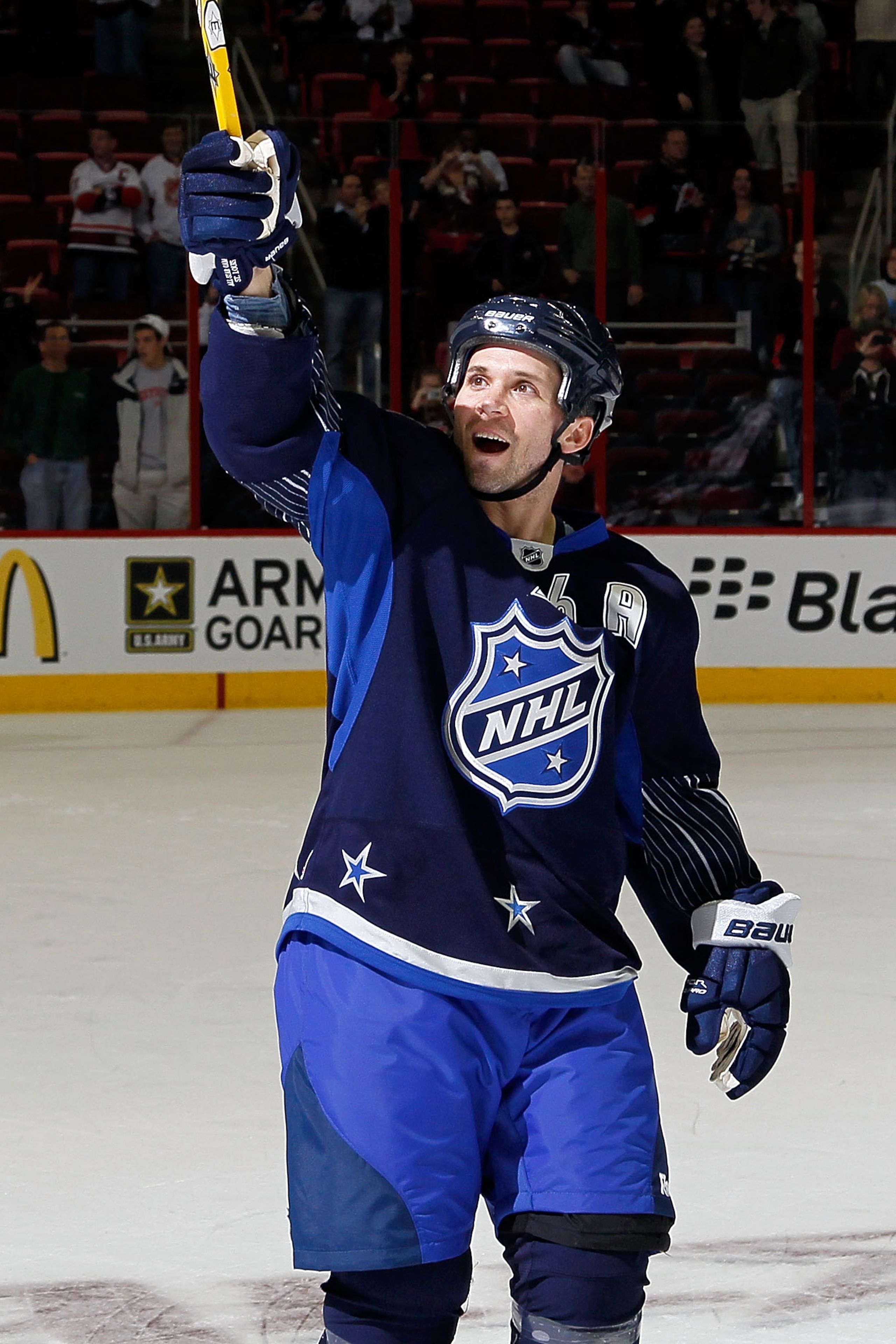RALEIGH, NC - JANUARY 30:  Martin St. Louis #26 of the Tampa Bay Lightning celebrates Team Lidstrom 11-10 victory in the 58th NHL All-Star Game at RBC Center on January 30, 2011 in Raleigh, North Carolina.  (Photo by Kevin C. Cox/Getty Images)